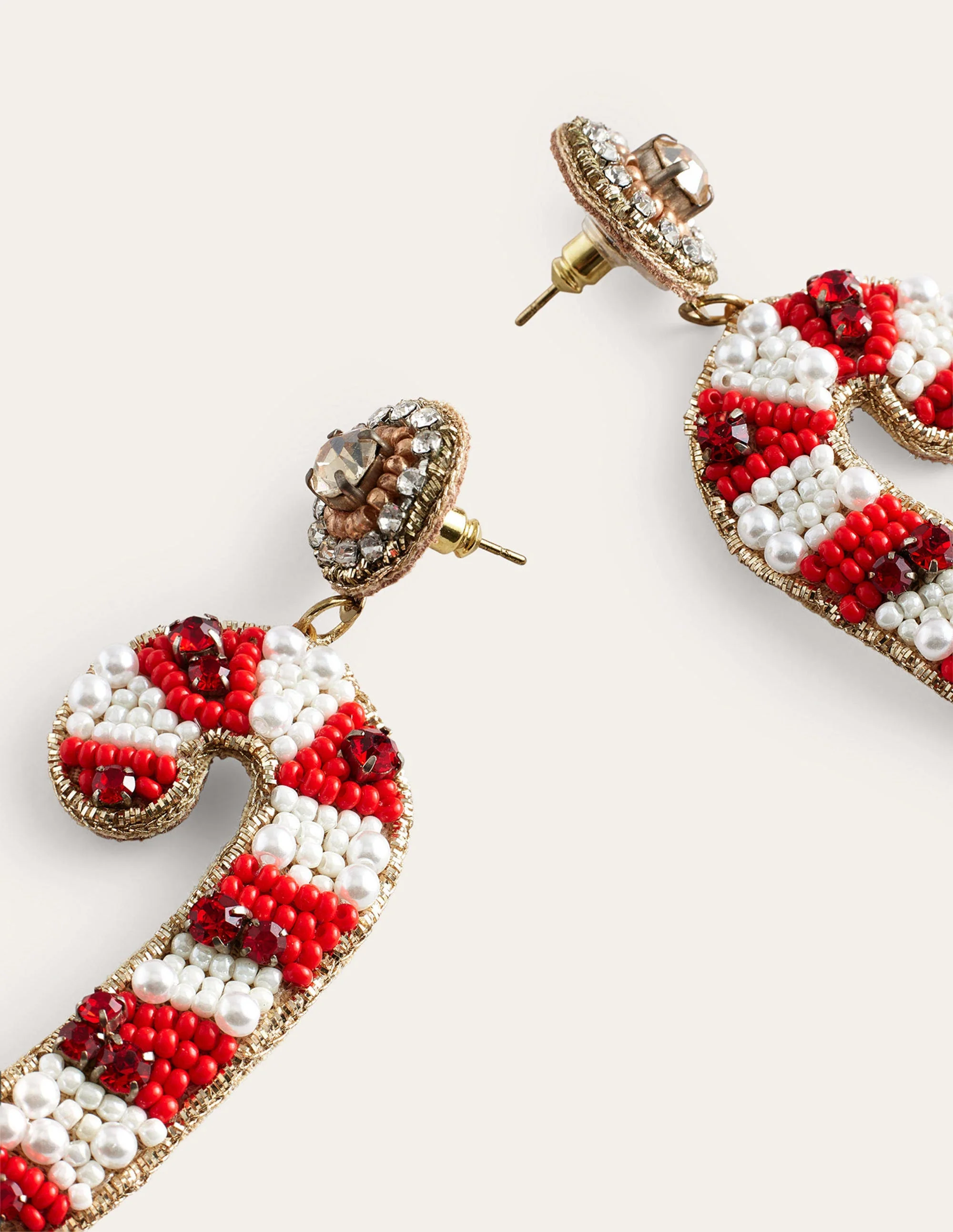 Festive Embellished Earrings-Candy Cane - Image 3