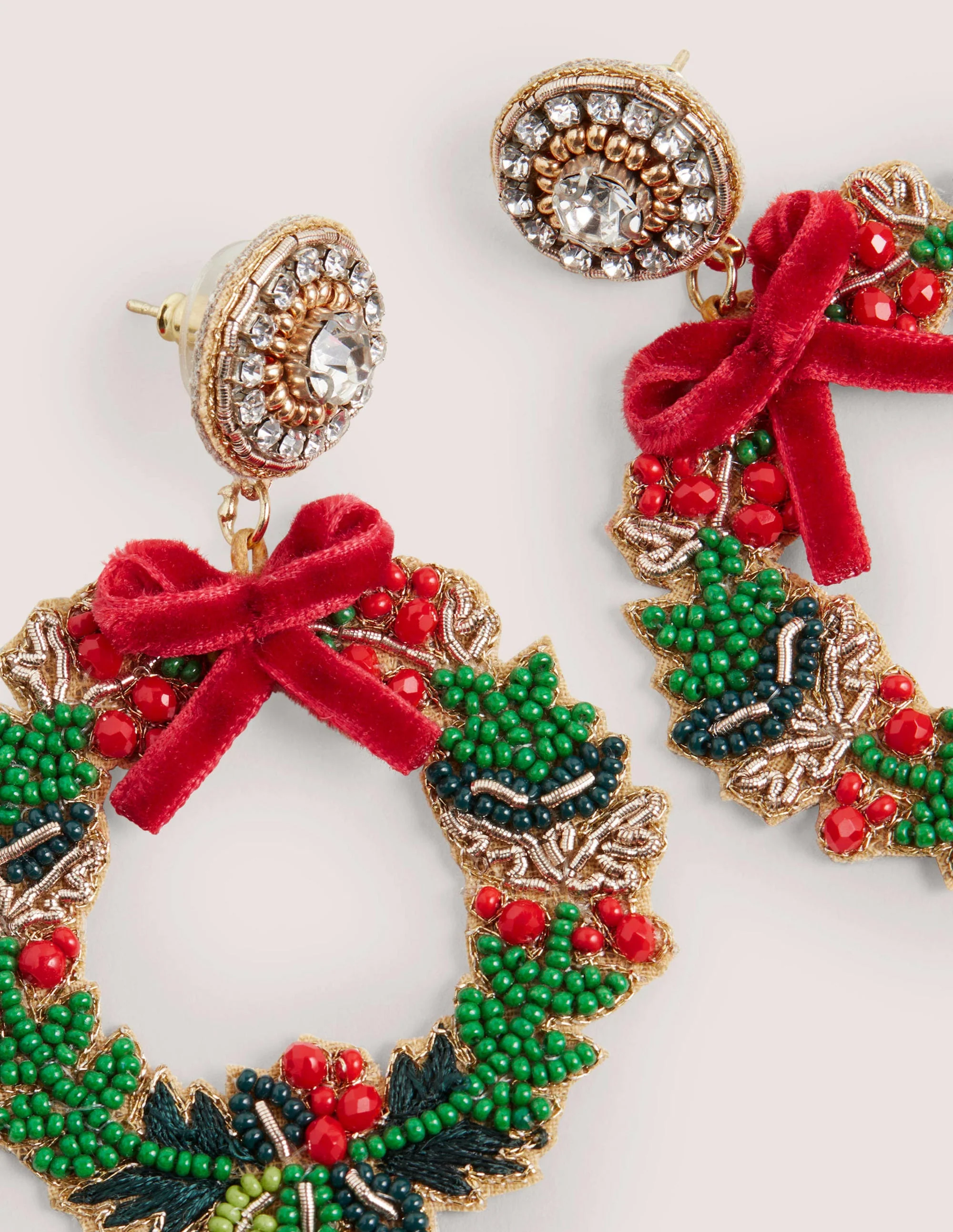 Festive Embellished Earrings-Wreath - Image 2