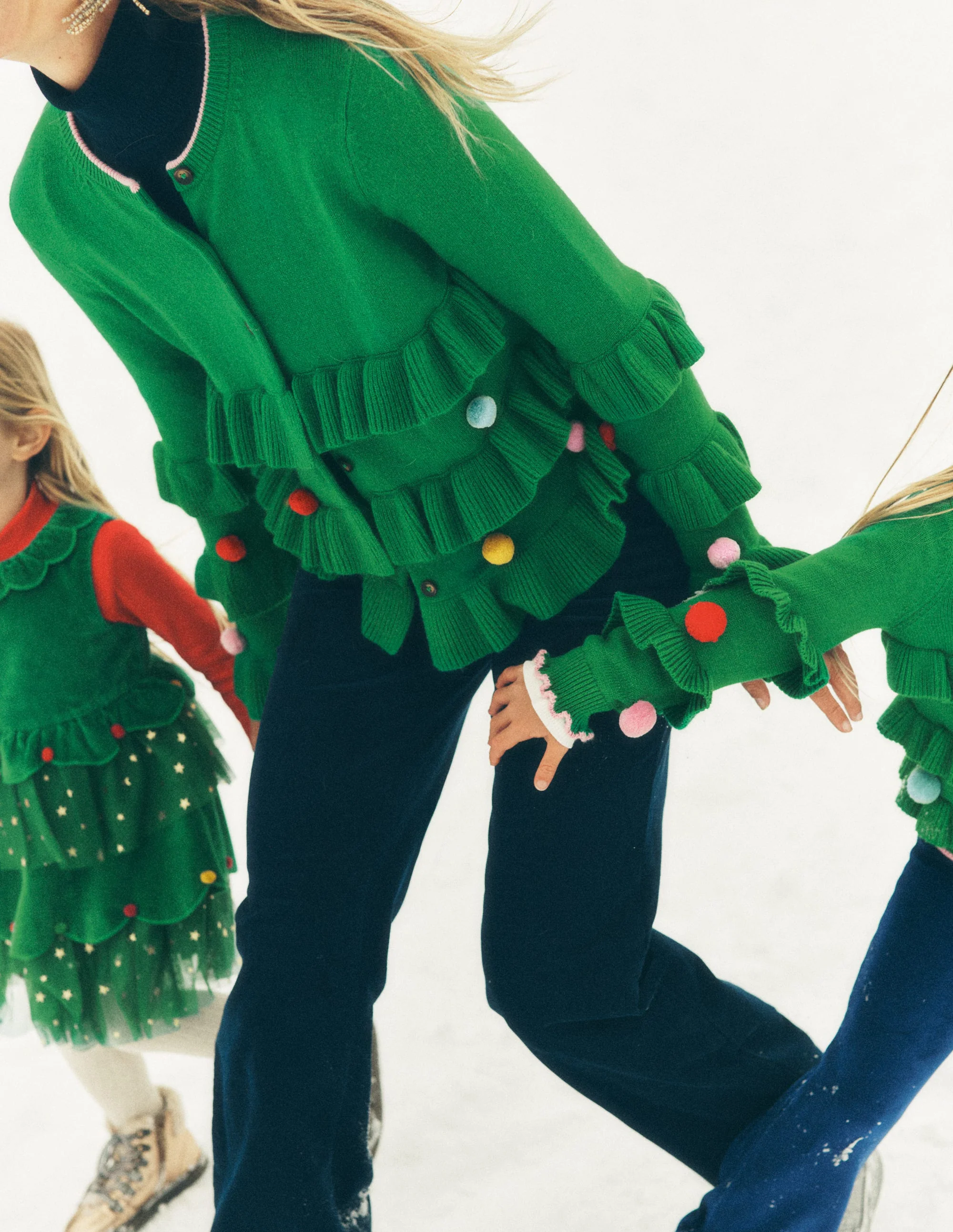 Festive Embroidered Cardigan-Sapling Green - Image 6