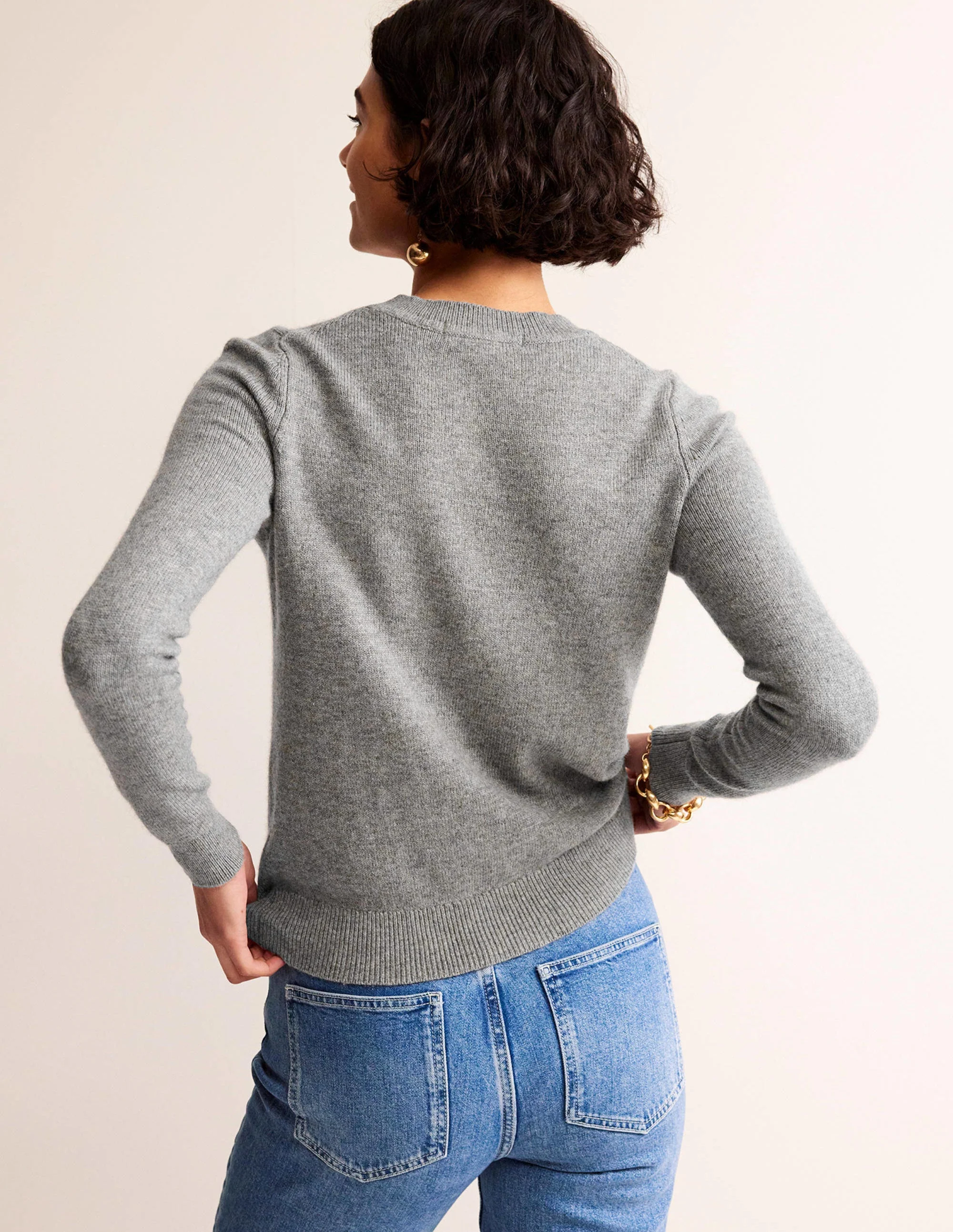 Festive Embroidered Sweater-Grey Melange, Angel - Image 3