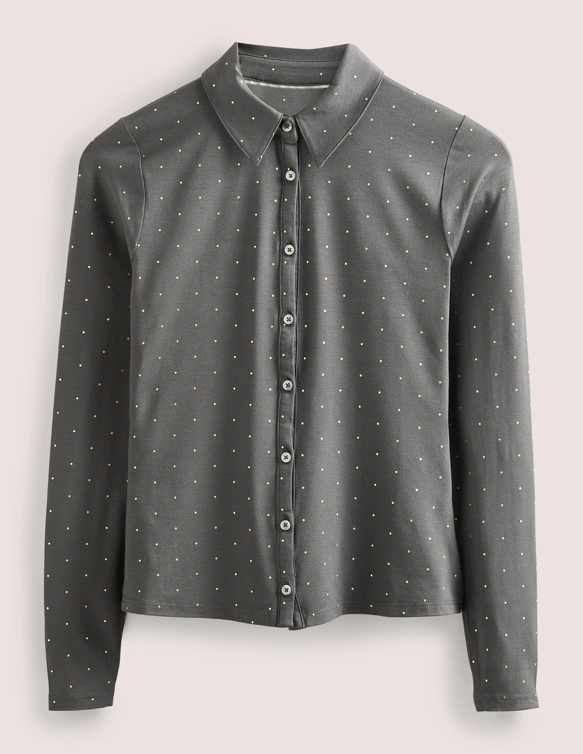 Fitted Jersey Shirt-Charcoal, Foil Dot - Image 5