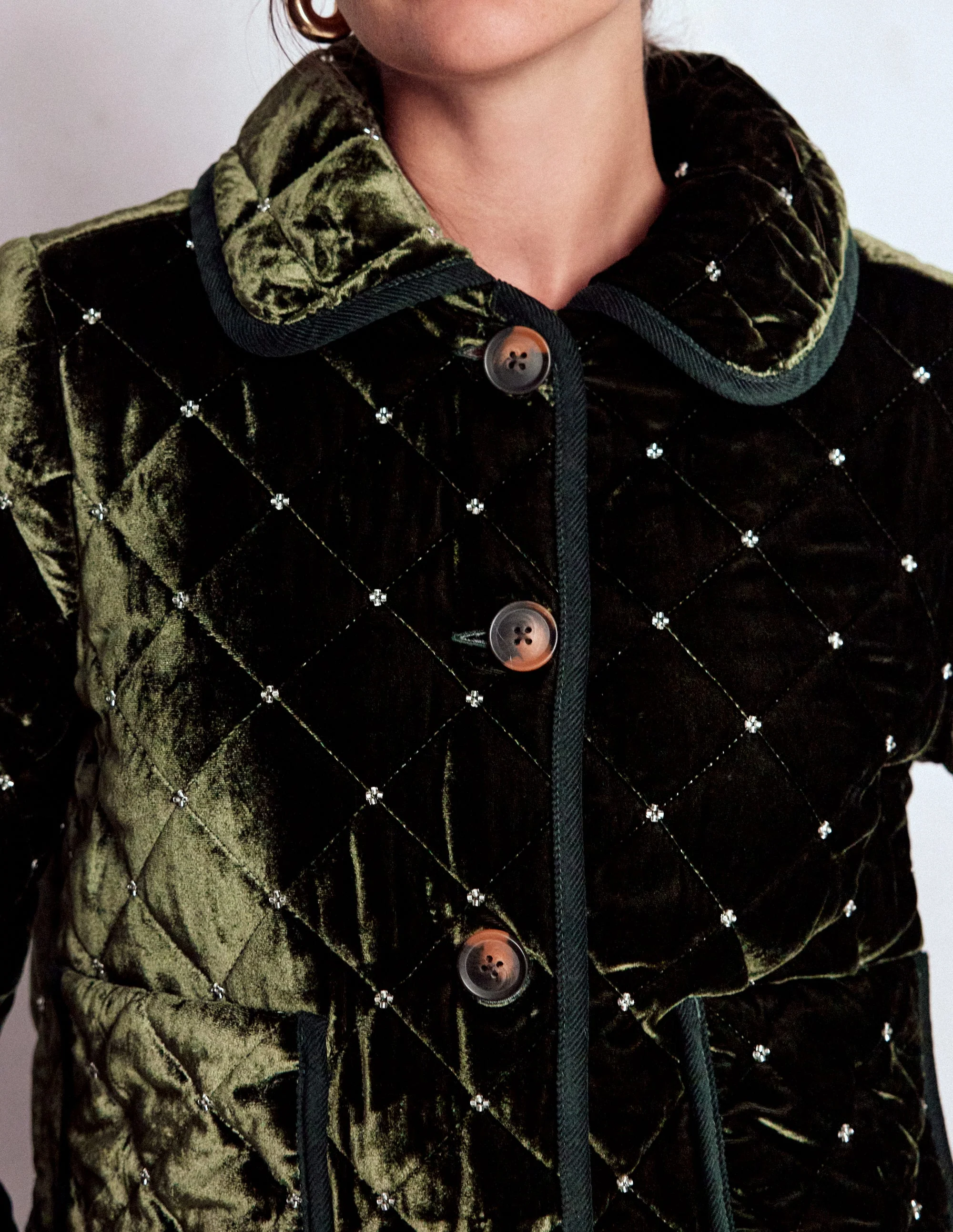 Fitzrovia Quilted Jacket-Kale Leaf, Beads - Image 2
