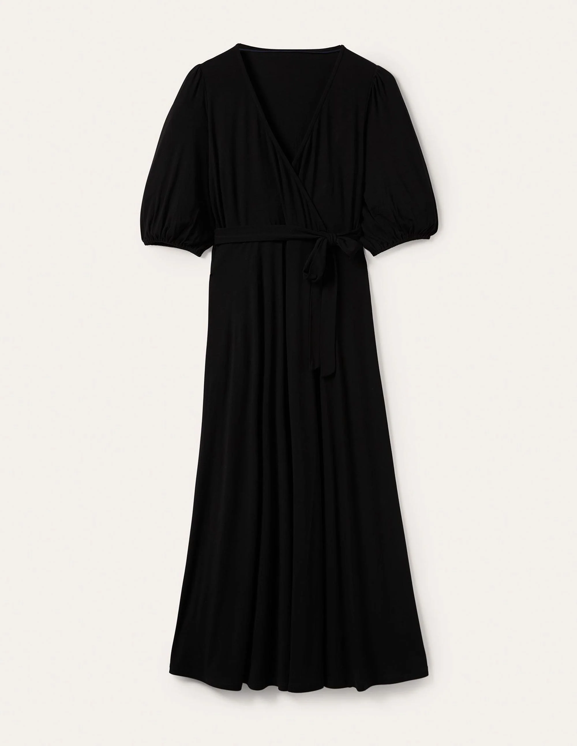 Fixed Wrap Jersey Maxi Dress-Black - Image 5