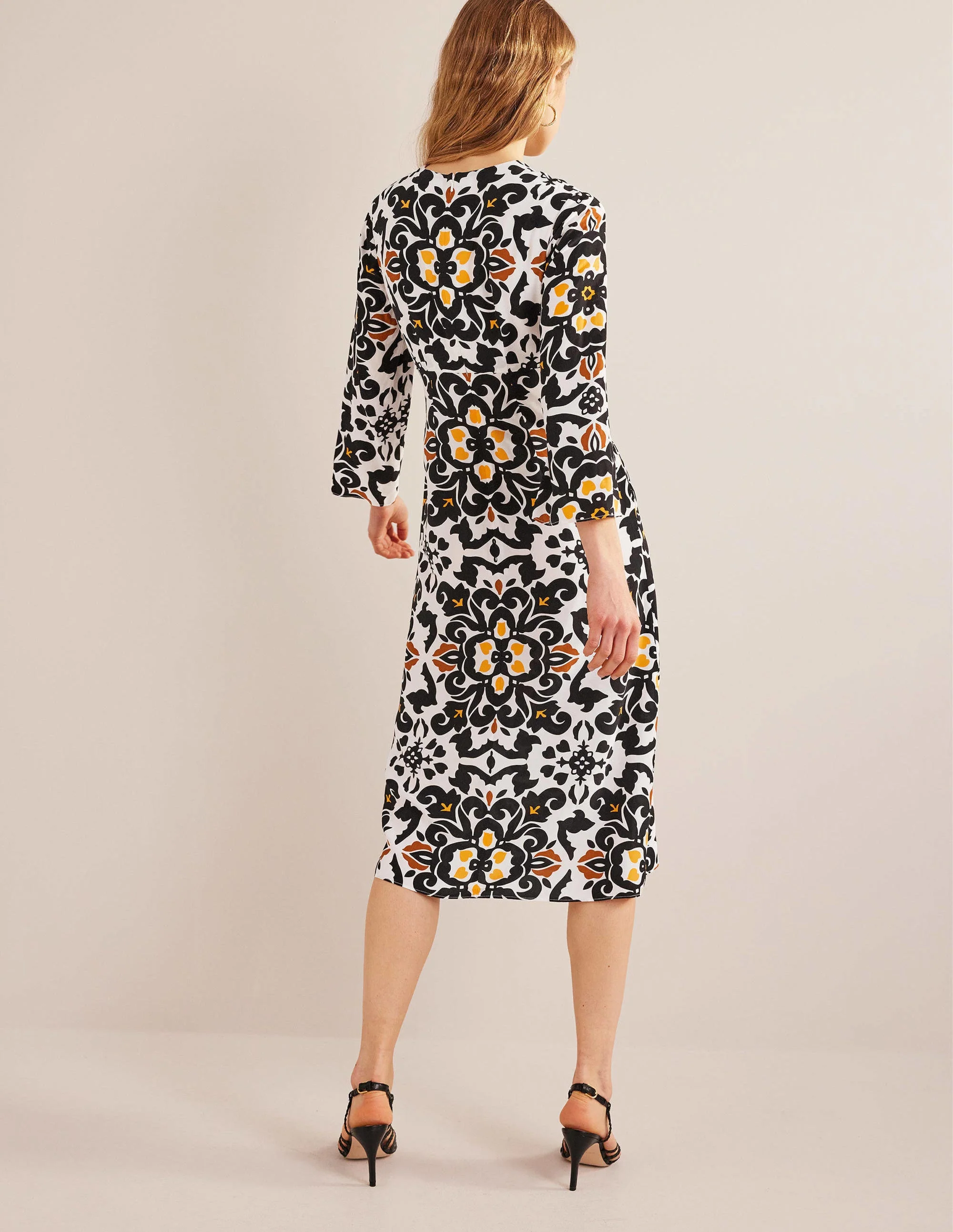 Flare Sleeve Midi Dress-Black, Opulent Pome - Image 3
