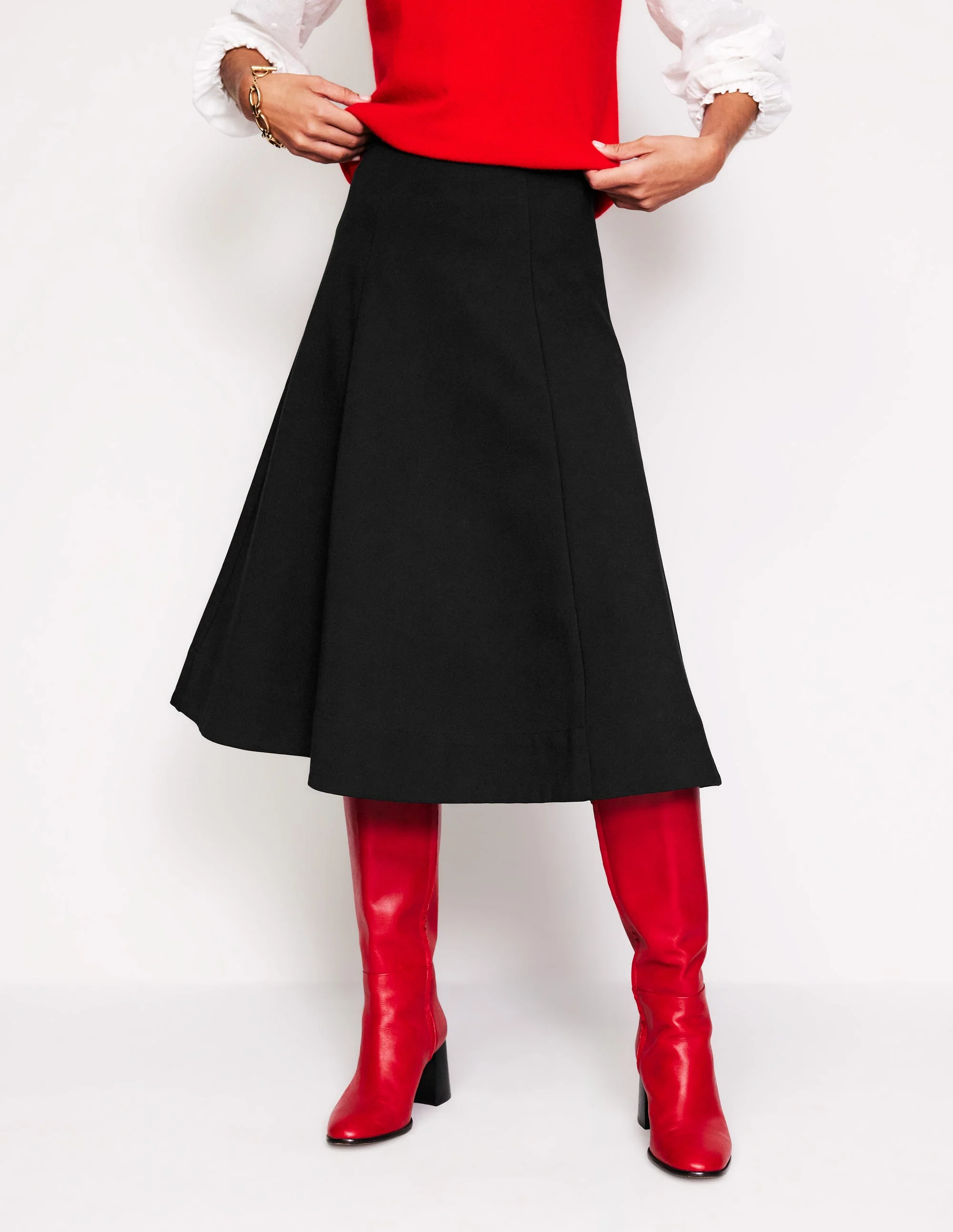 Flippy Ponte Midi Skirt-Black - Image 4
