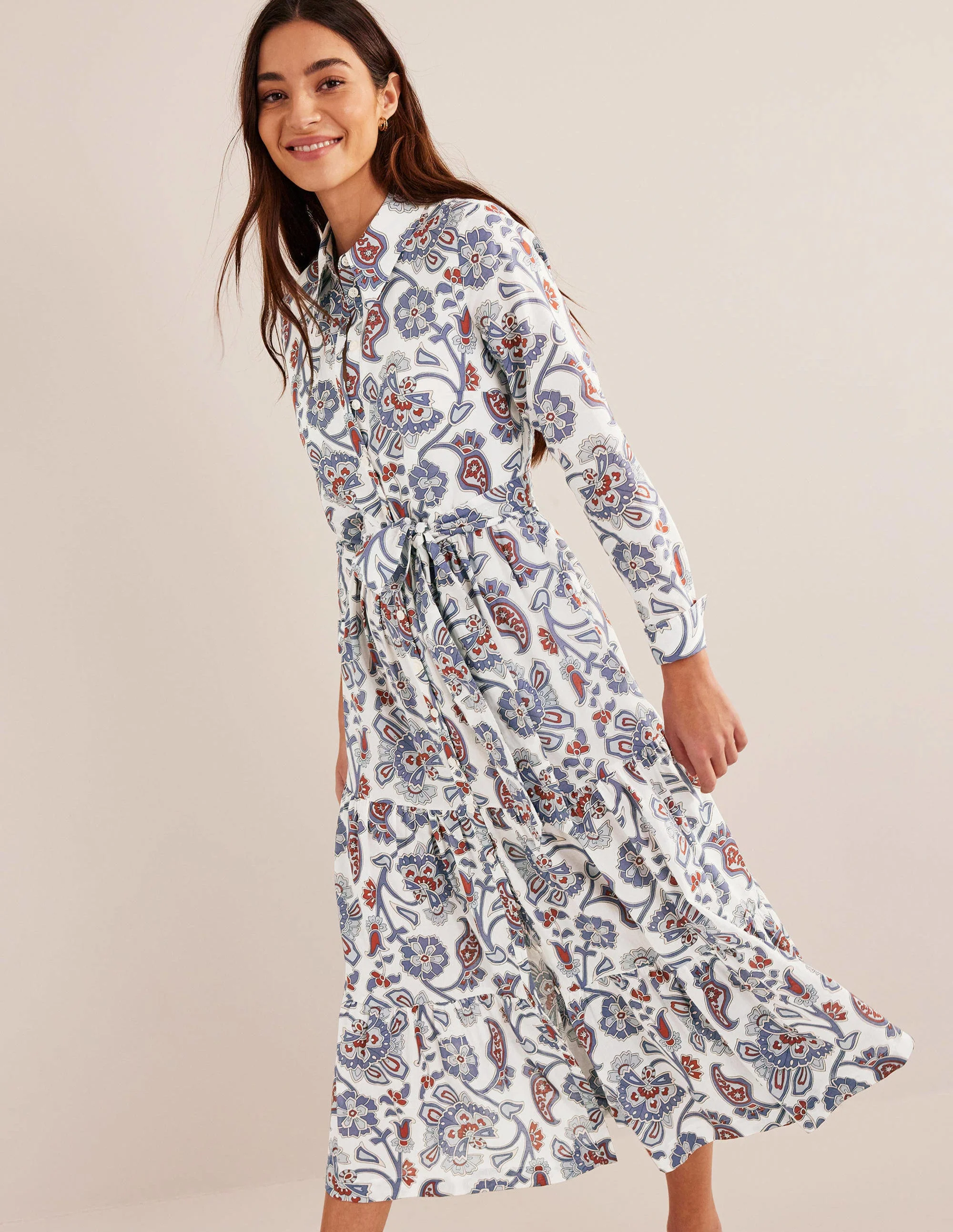 Flo Cotton Midi Shirt Dress-Nightshadow Blue