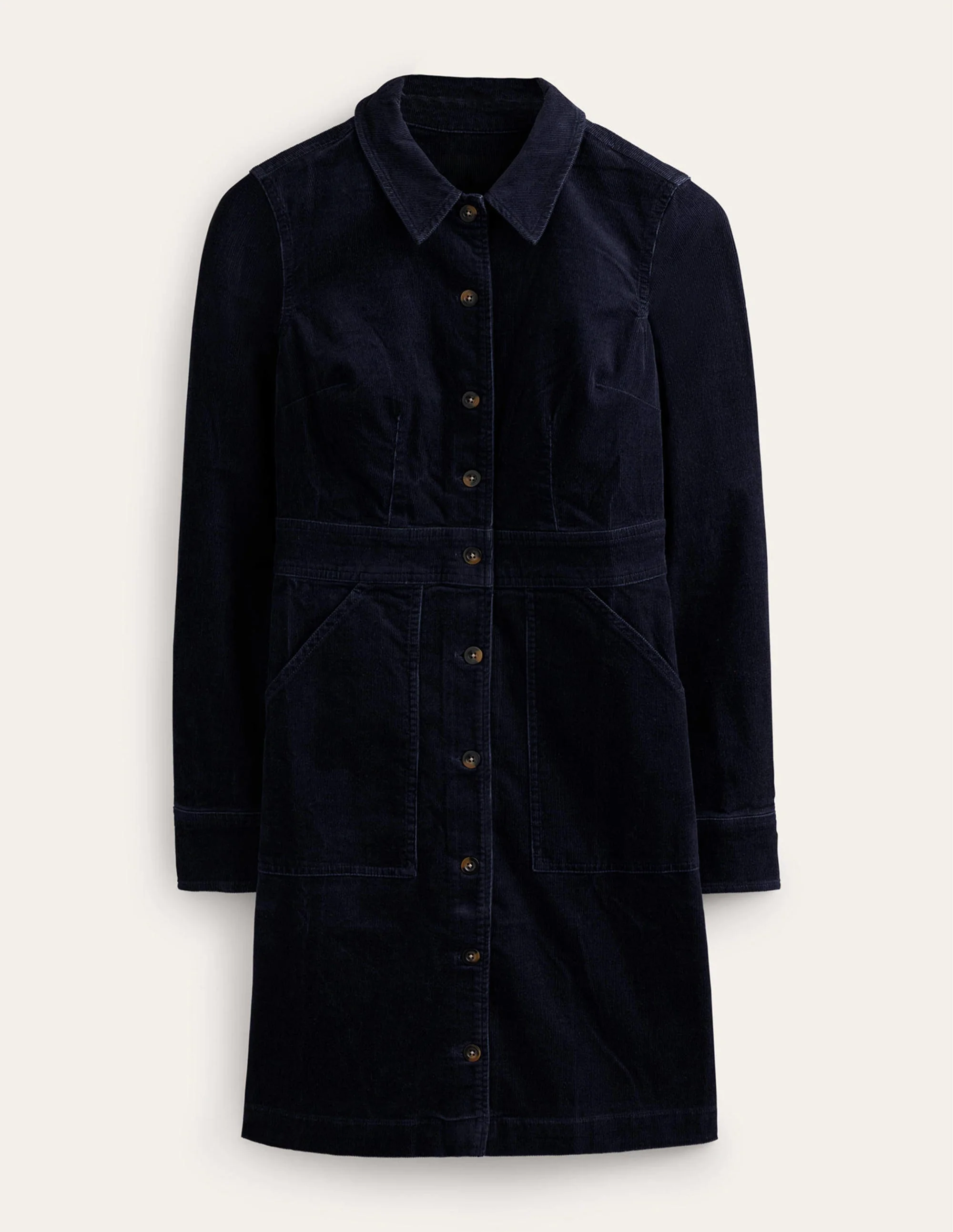 Flora Cord Shirt Dress-Navy - Image 5