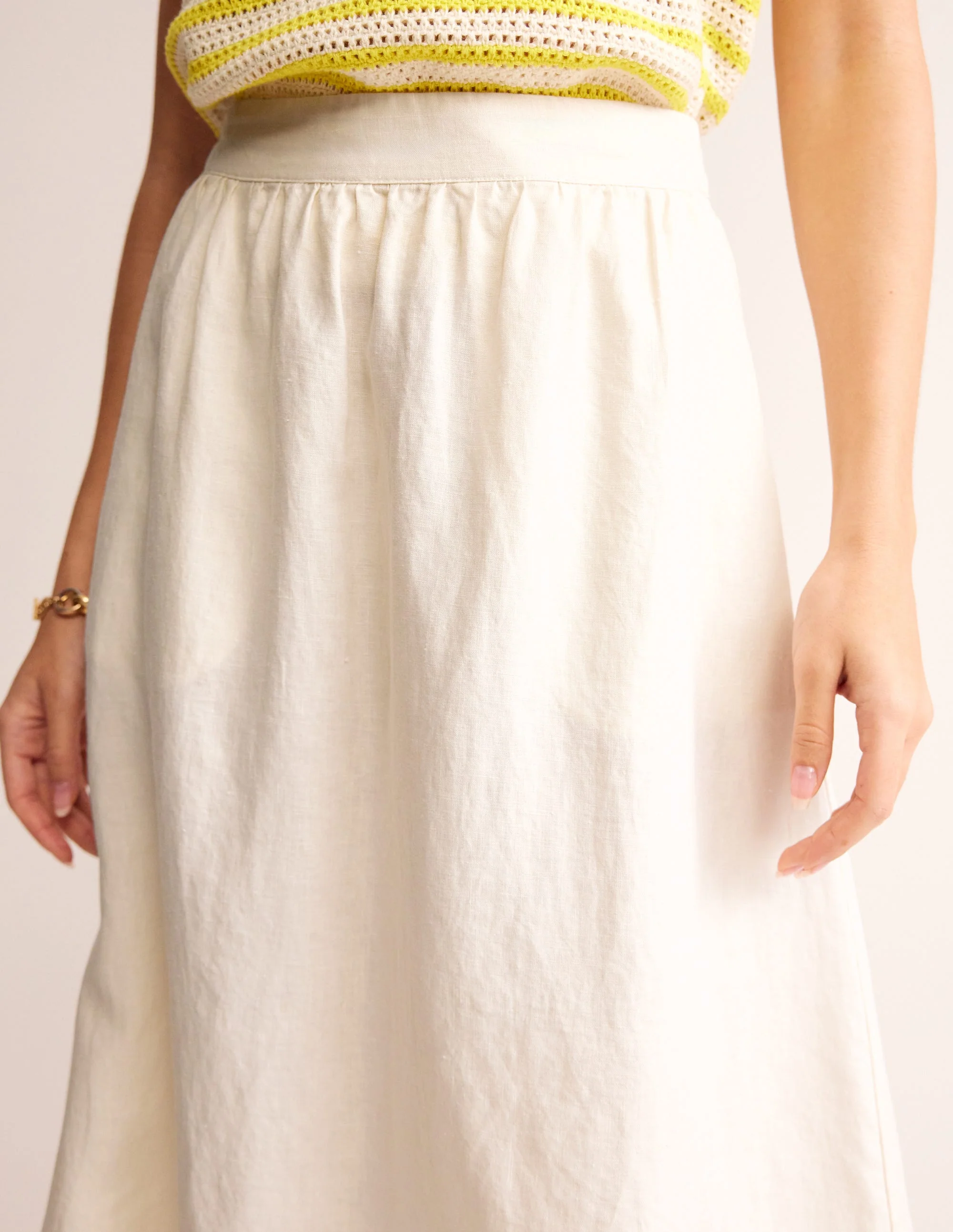 Florence Linen Midi Skirt-Ecru - Image 2