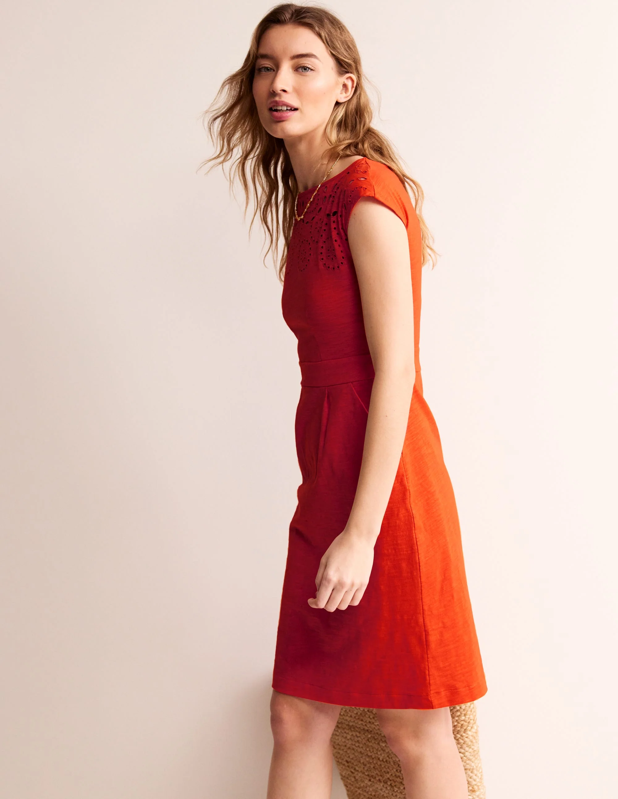 Florrie Broderie Dress-Mandarin Orange - Image 4