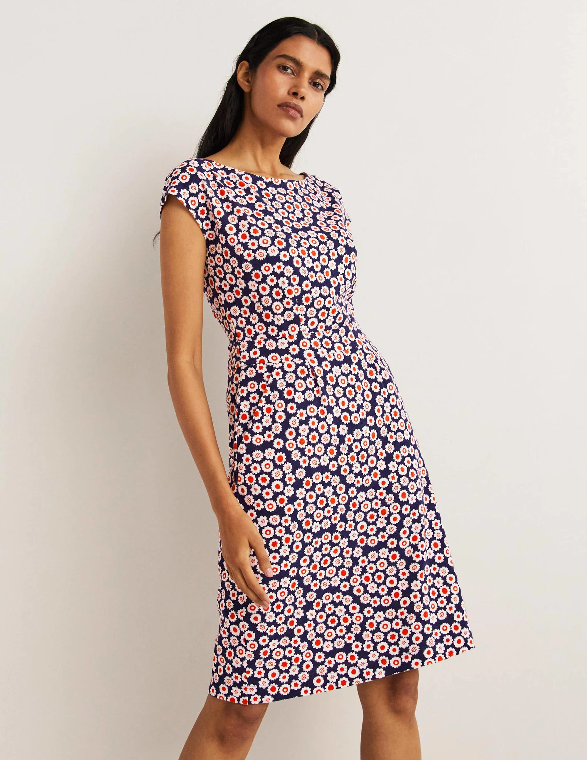 Florrie Jersey Dress-French Navy, Ditsy Swirl