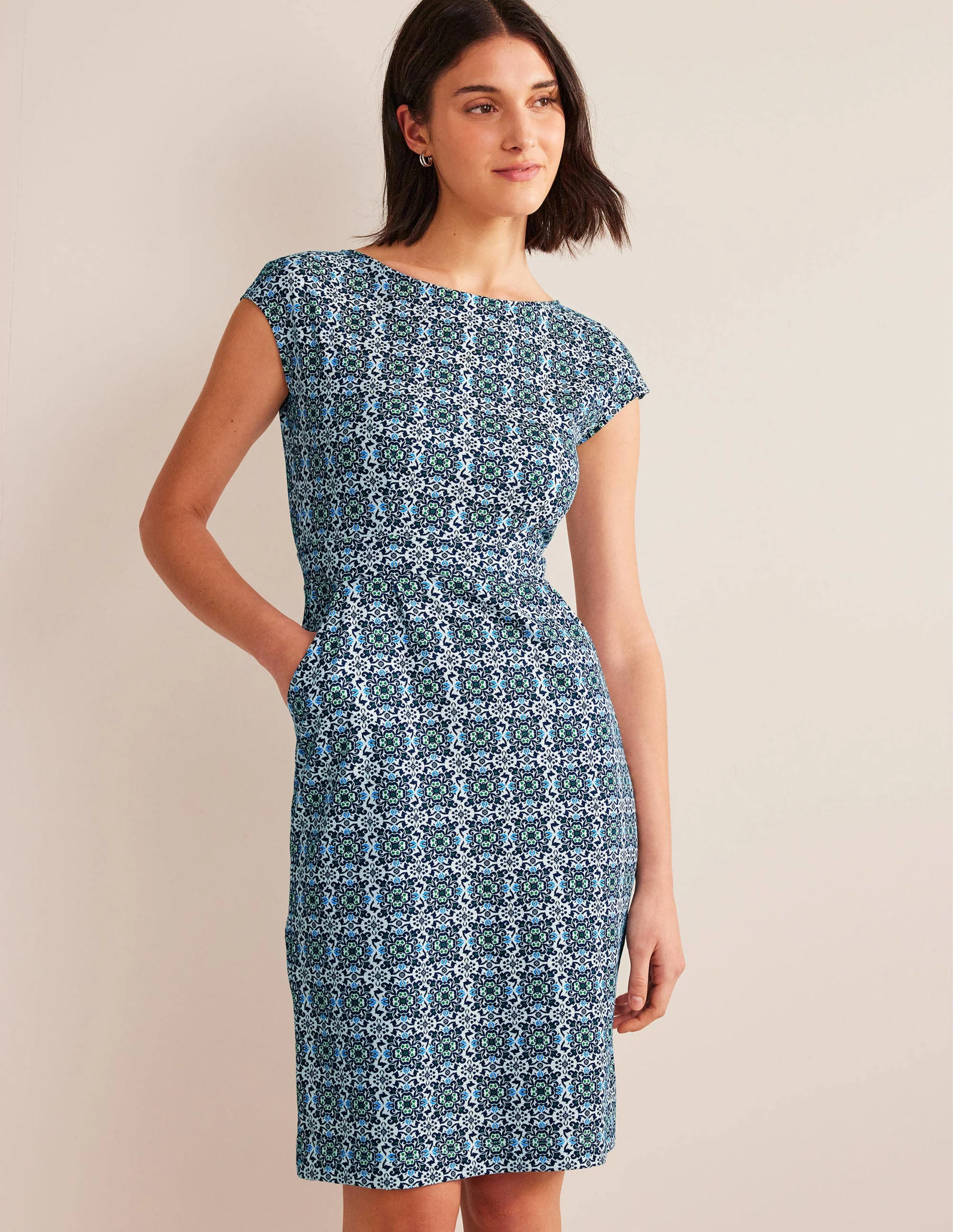 Florrie Jersey Dress-French Navy, Opulent Pome