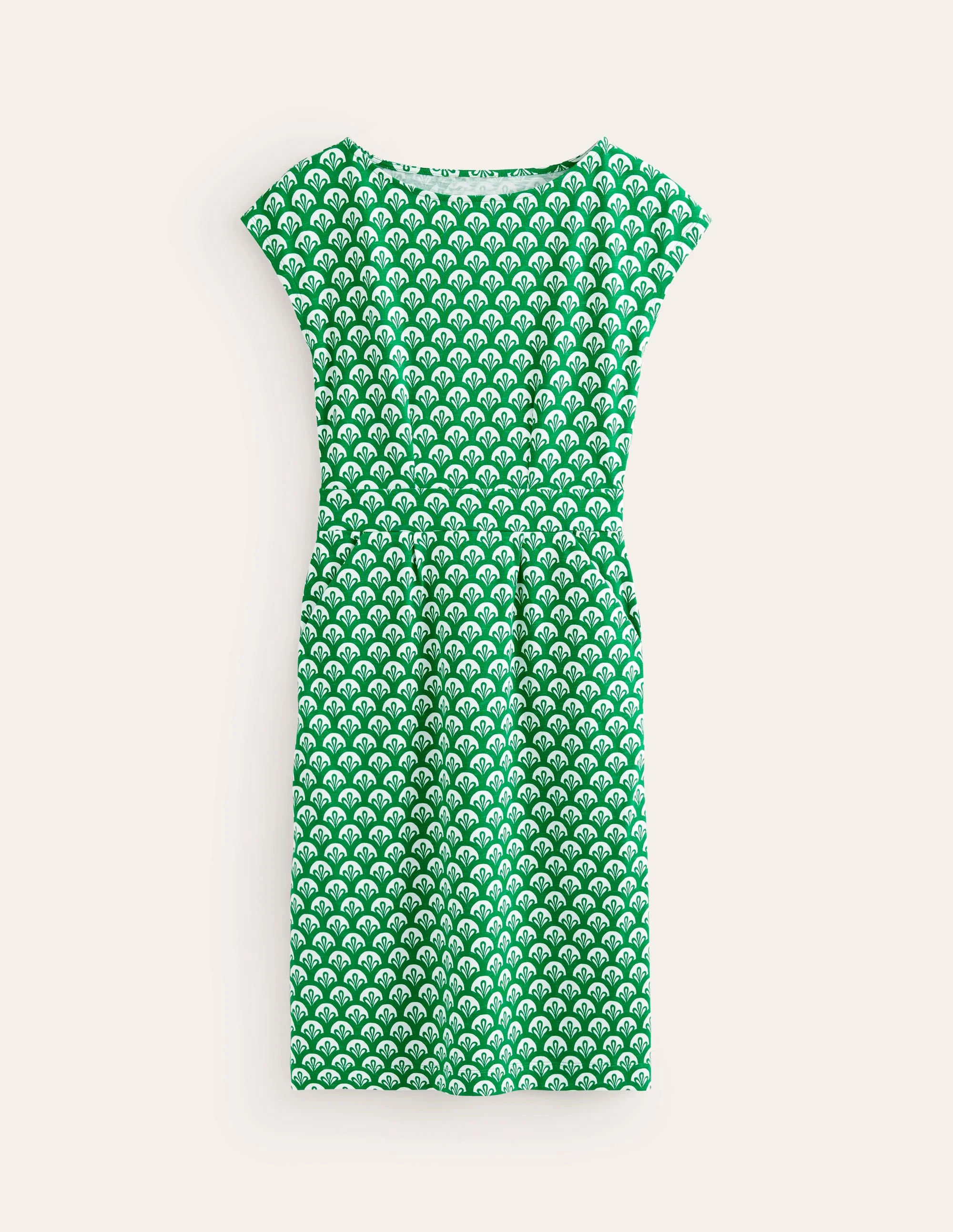 Florrie Jersey Dress-Green Tambourine, Foliage Geo - Image 5