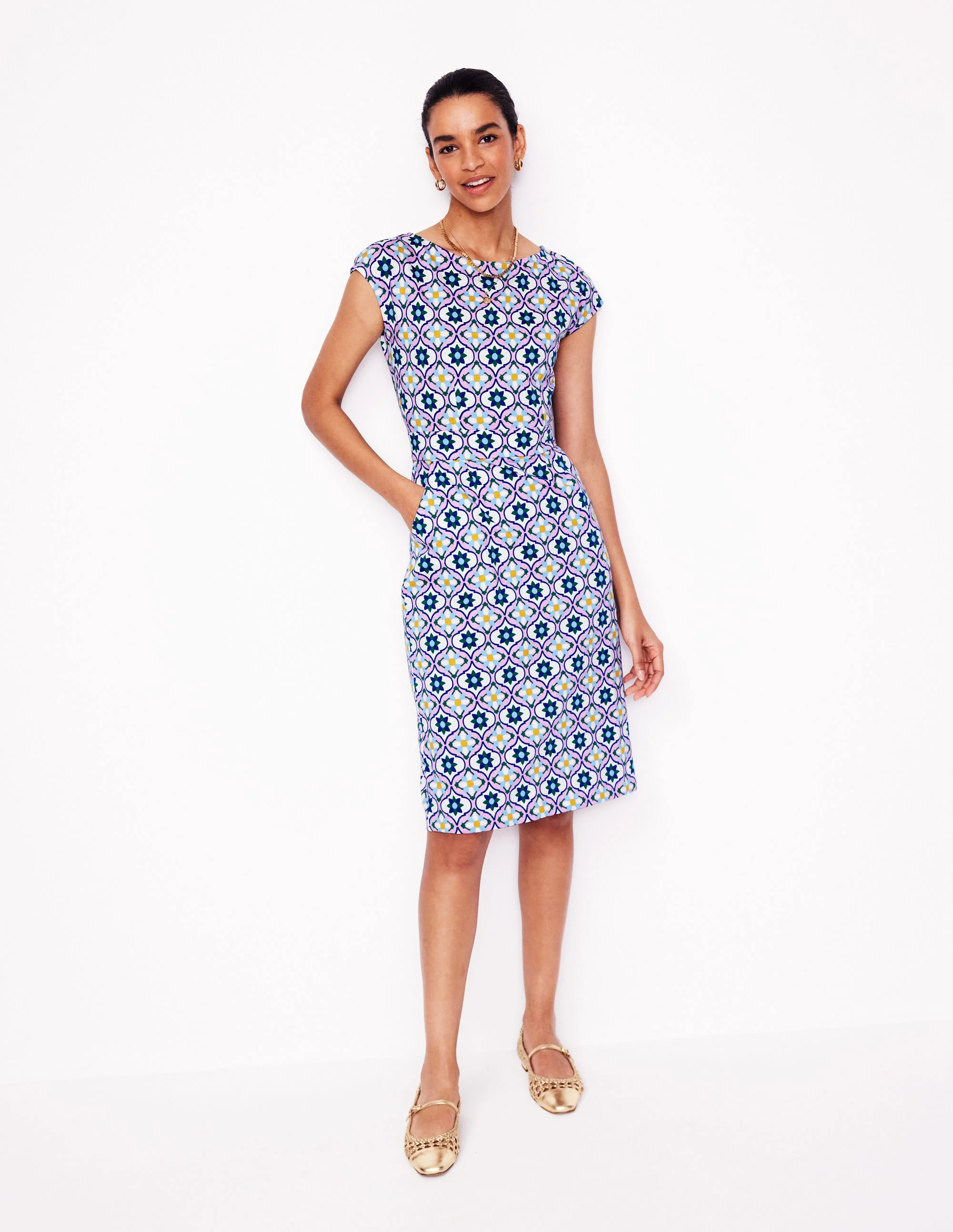 Florrie Jersey Dress-Multi, Floweret Tile - Image 4
