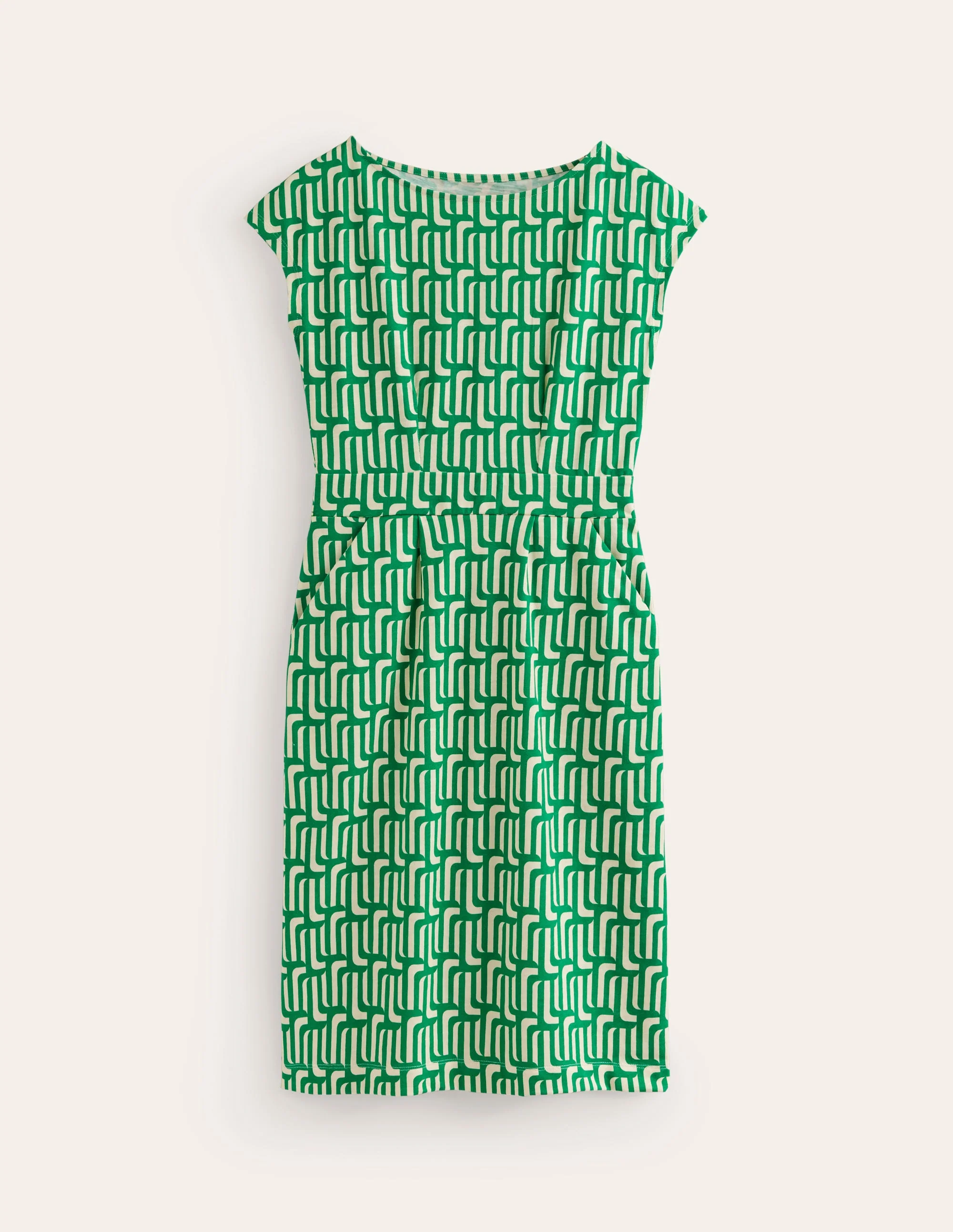 Florrie Jersey Dress-Rich Emerald, Falling Geo - Image 5