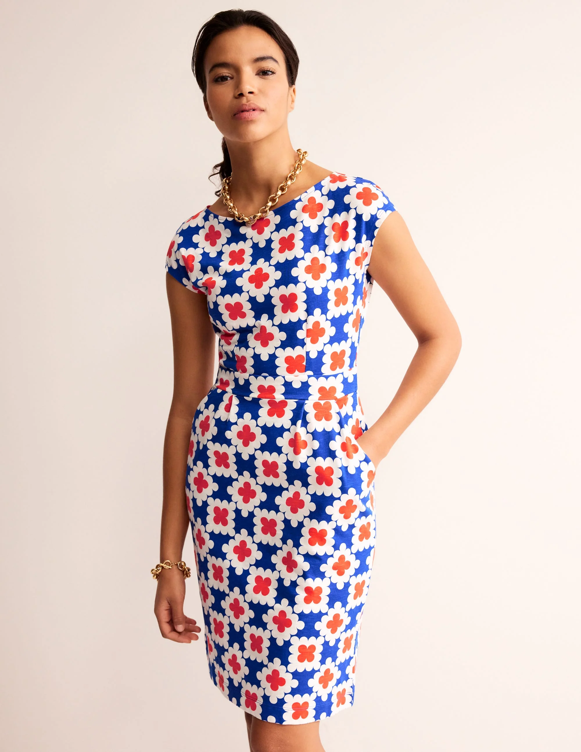 Florrie Jersey Dress-Surf the Web, Abstract Tile