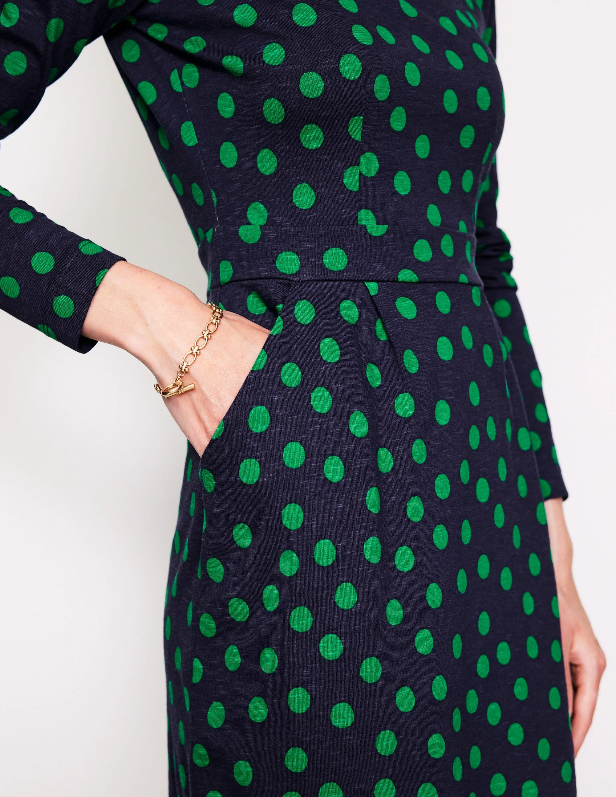 Florrie Long Sleeve Dress-Navy, Abstract Dot - Image 2