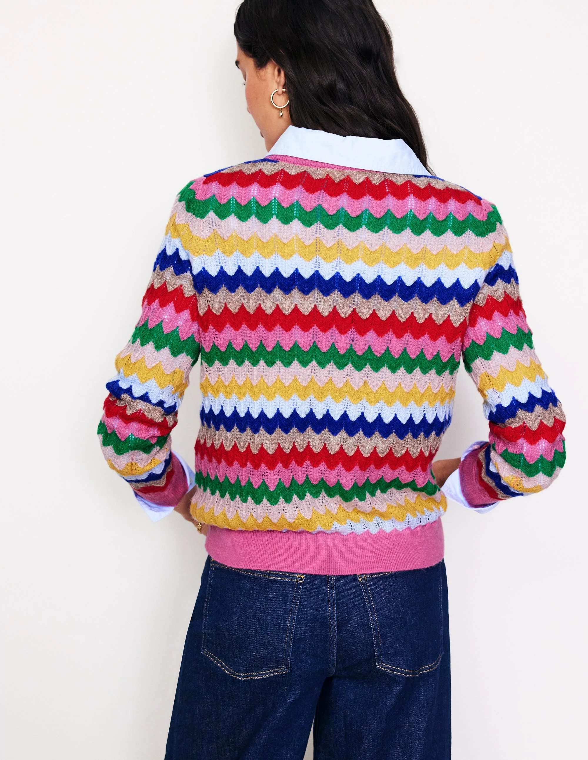 Fluffy Diagonal Stripe Sweater-Multi - Image 3