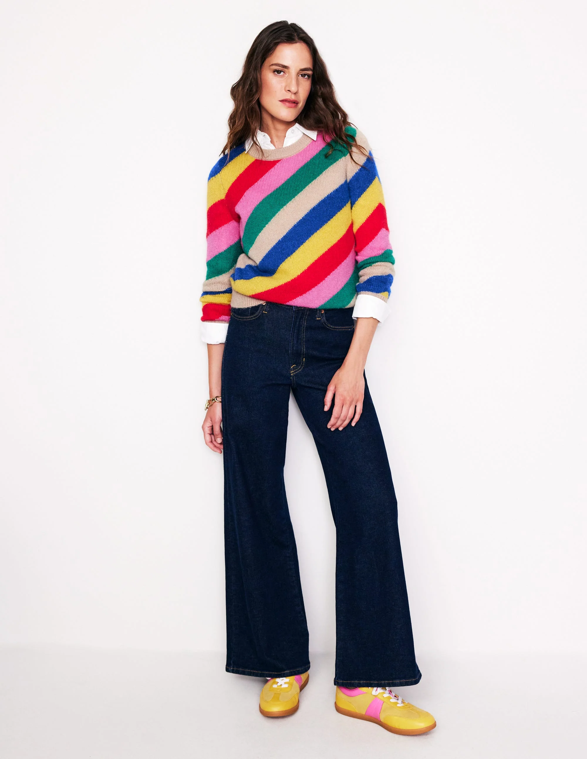 Fluffy Diagonal Stripe Sweater-Multi, Rainbow - Image 4