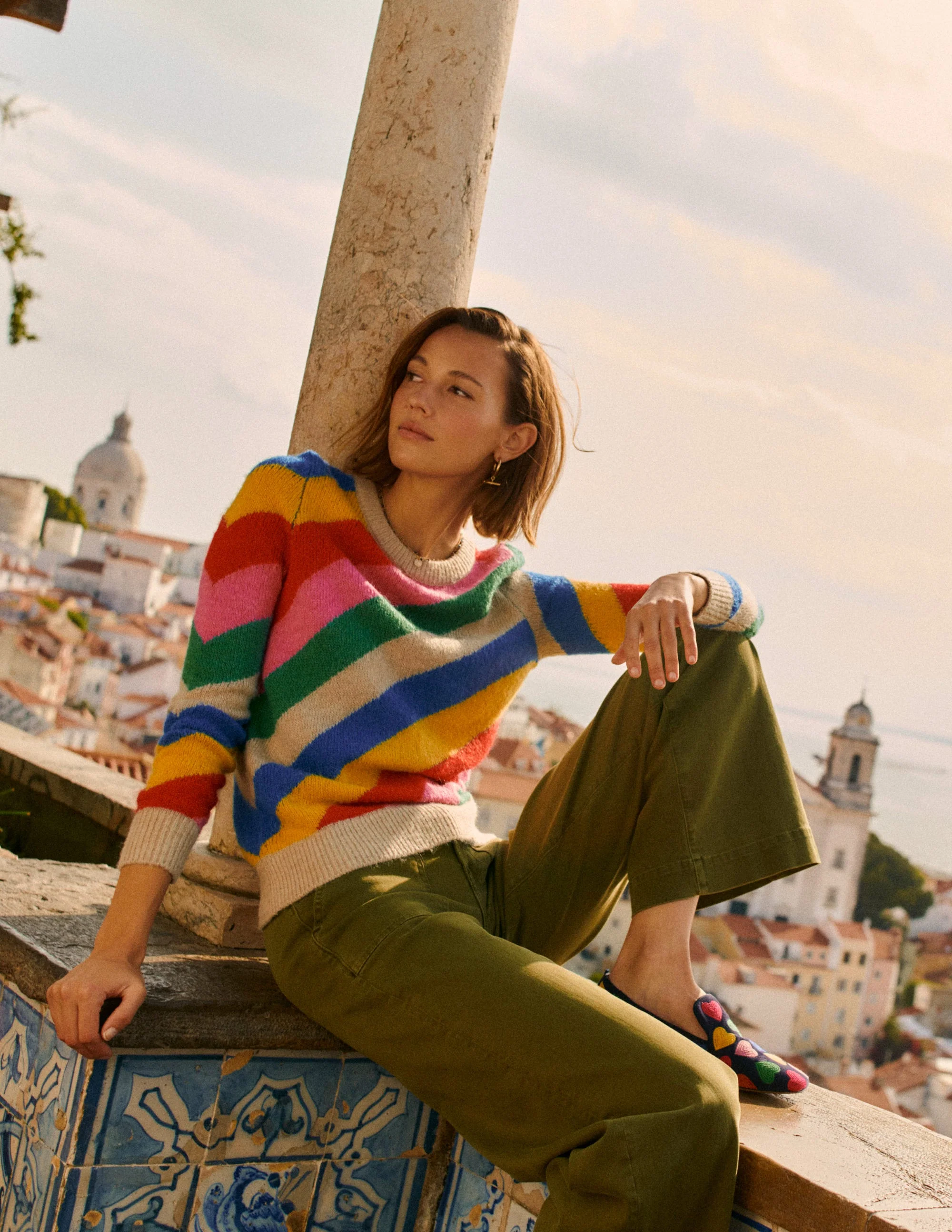 Fluffy Diagonal Stripe Sweater-Multi, Rainbow - Image 5
