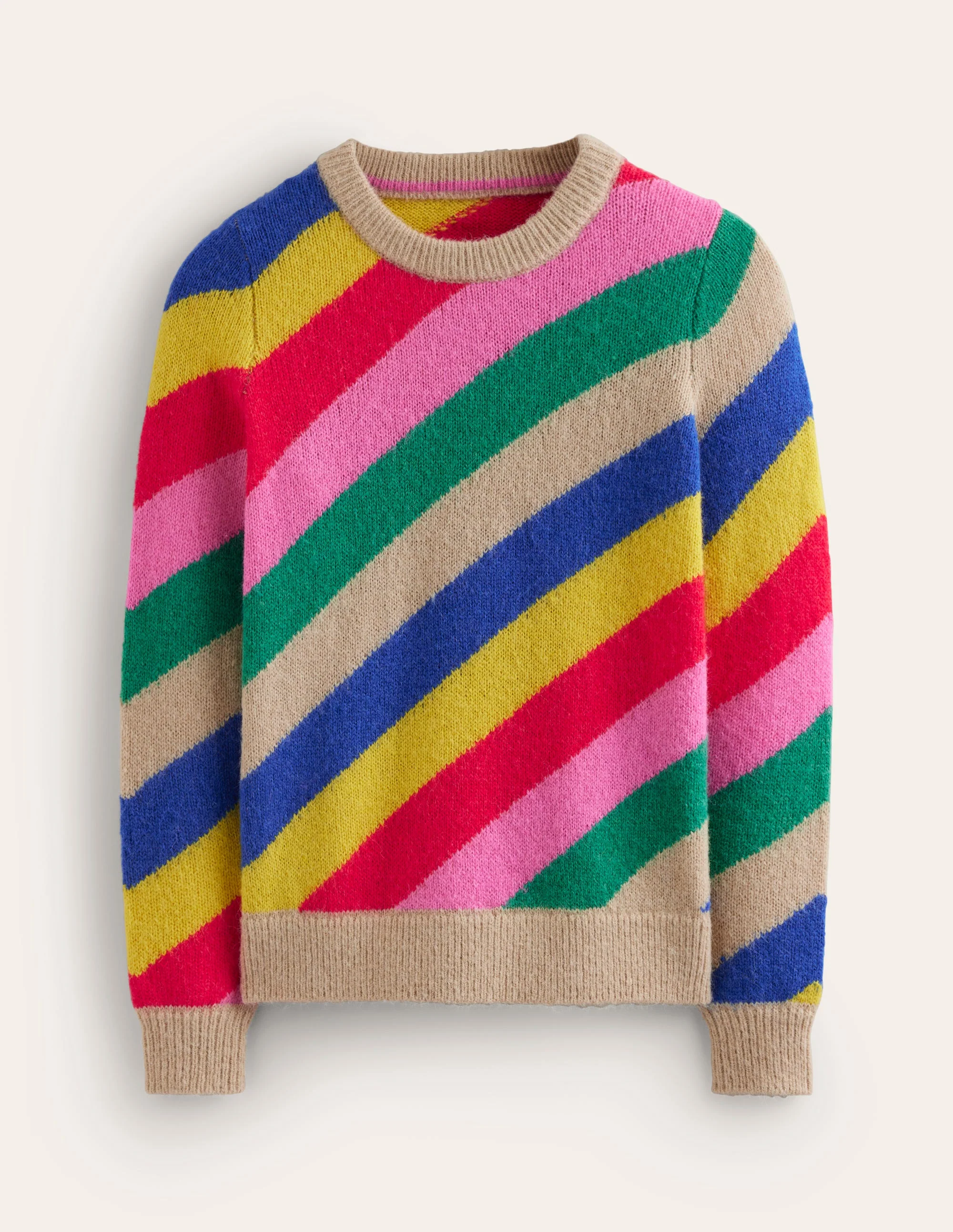 Fluffy Diagonal Stripe Sweater-Multi, Rainbow - Image 6