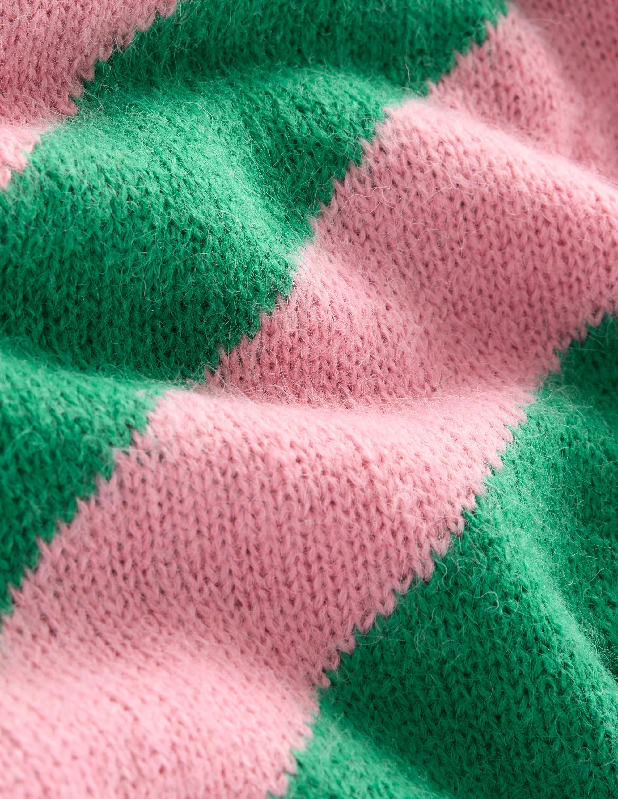 Fluffy Diagonal Stripe Sweater-Party Pink, Rich Emerald Green - Image 7