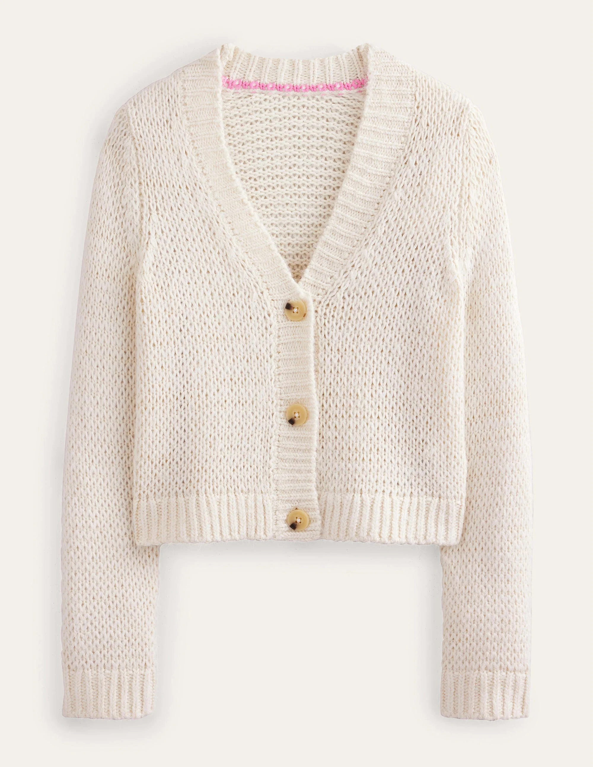 Fluffy Open Stitch Cardigan-Warm Ivory - Image 5