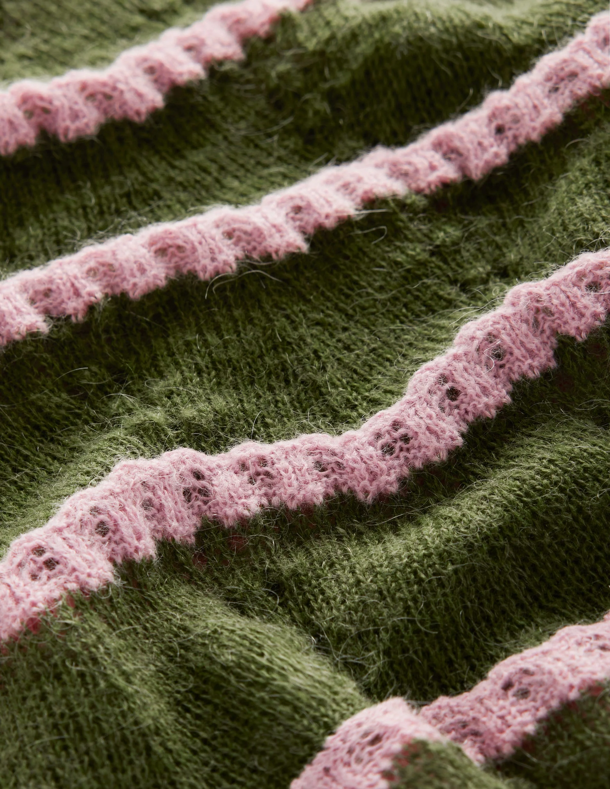 Fluffy Pointelle Sweater-Green, Spring Blossom Pink - Image 6