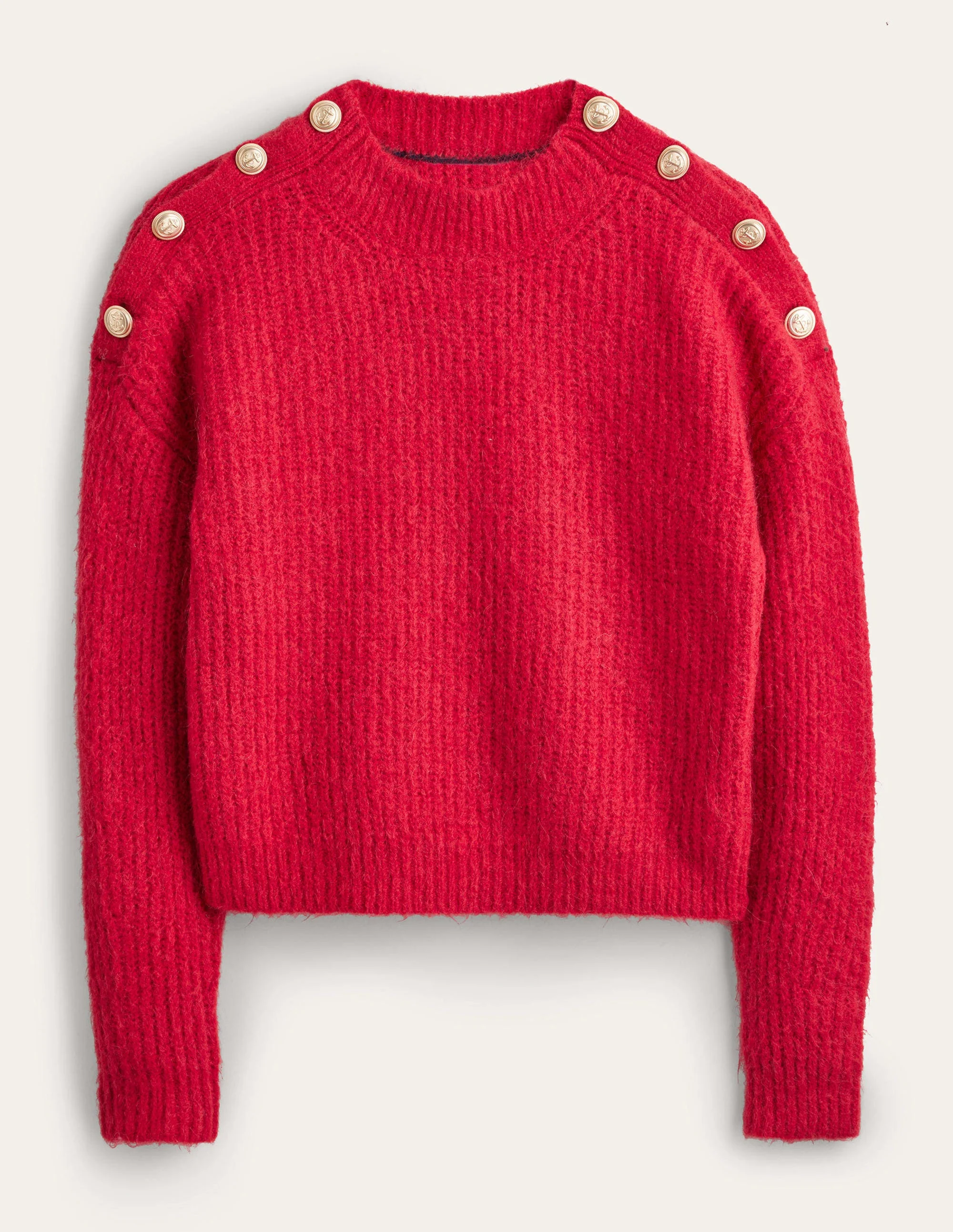 Fluffy Ribbed Button Sweater-Ruby - Image 6