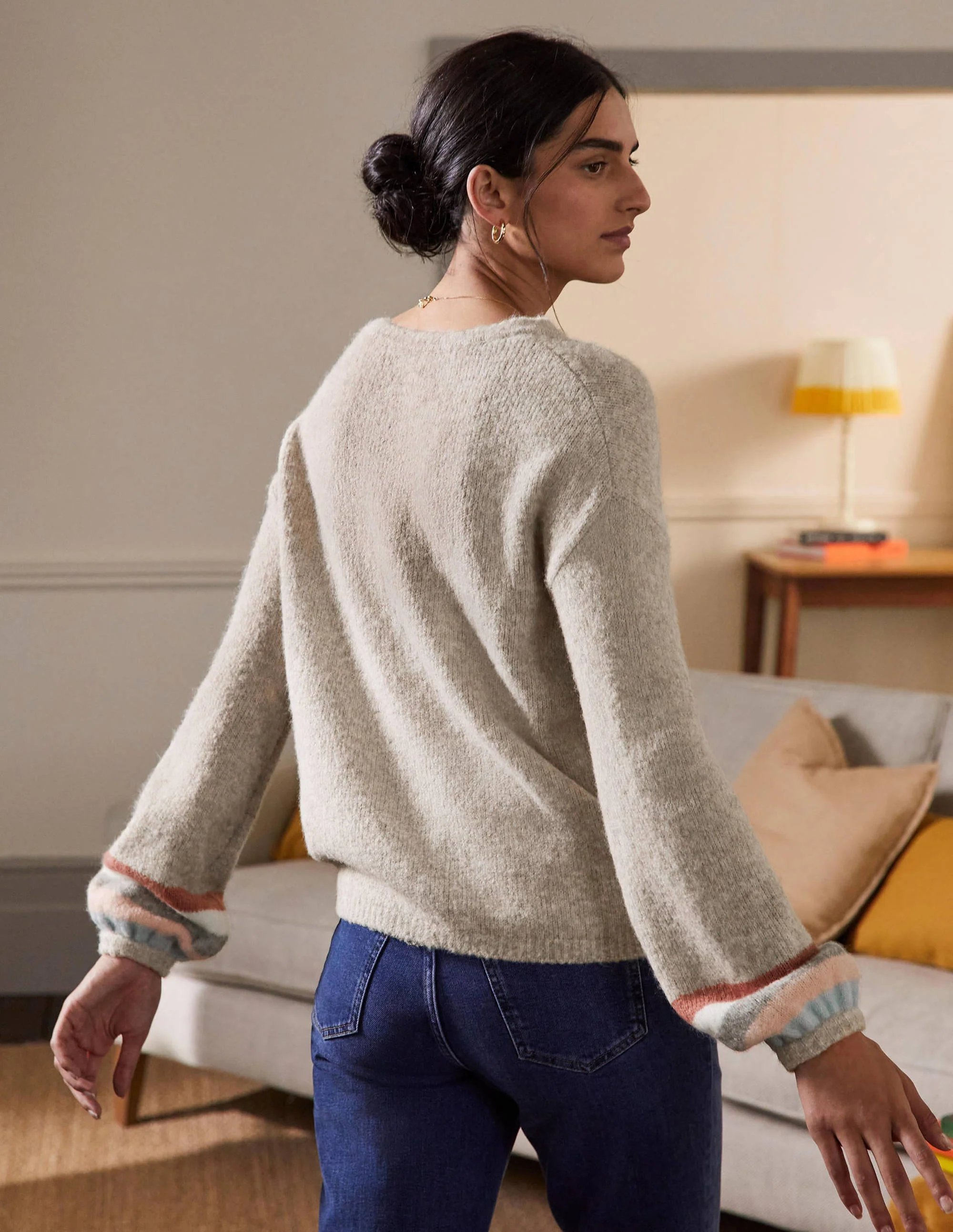 Fluffy Stripe Sweater-Oatmeal Melange - Image 3