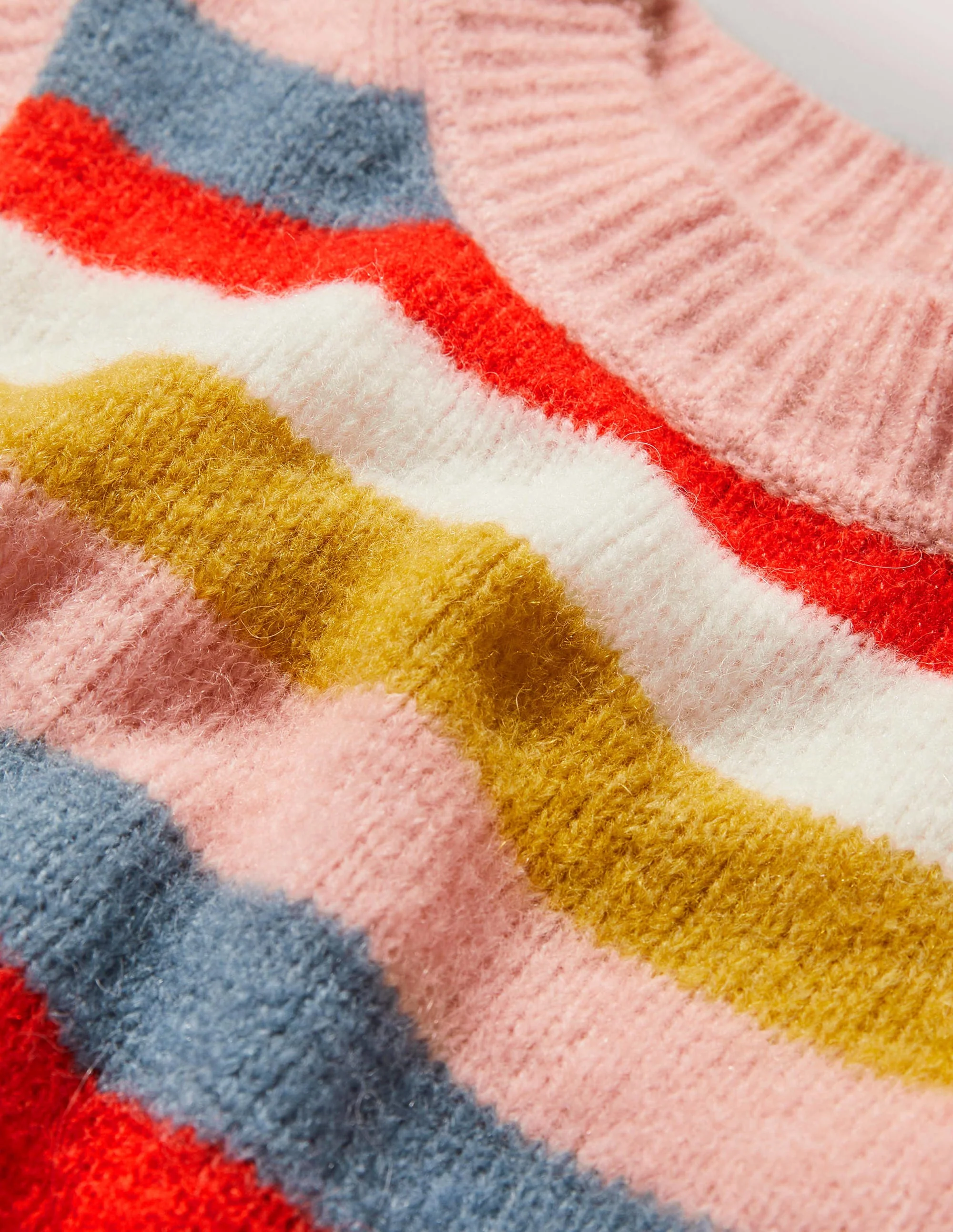 Fluffy Sweater Vest-Yellow and Blue Knit Rainbow - Image 5