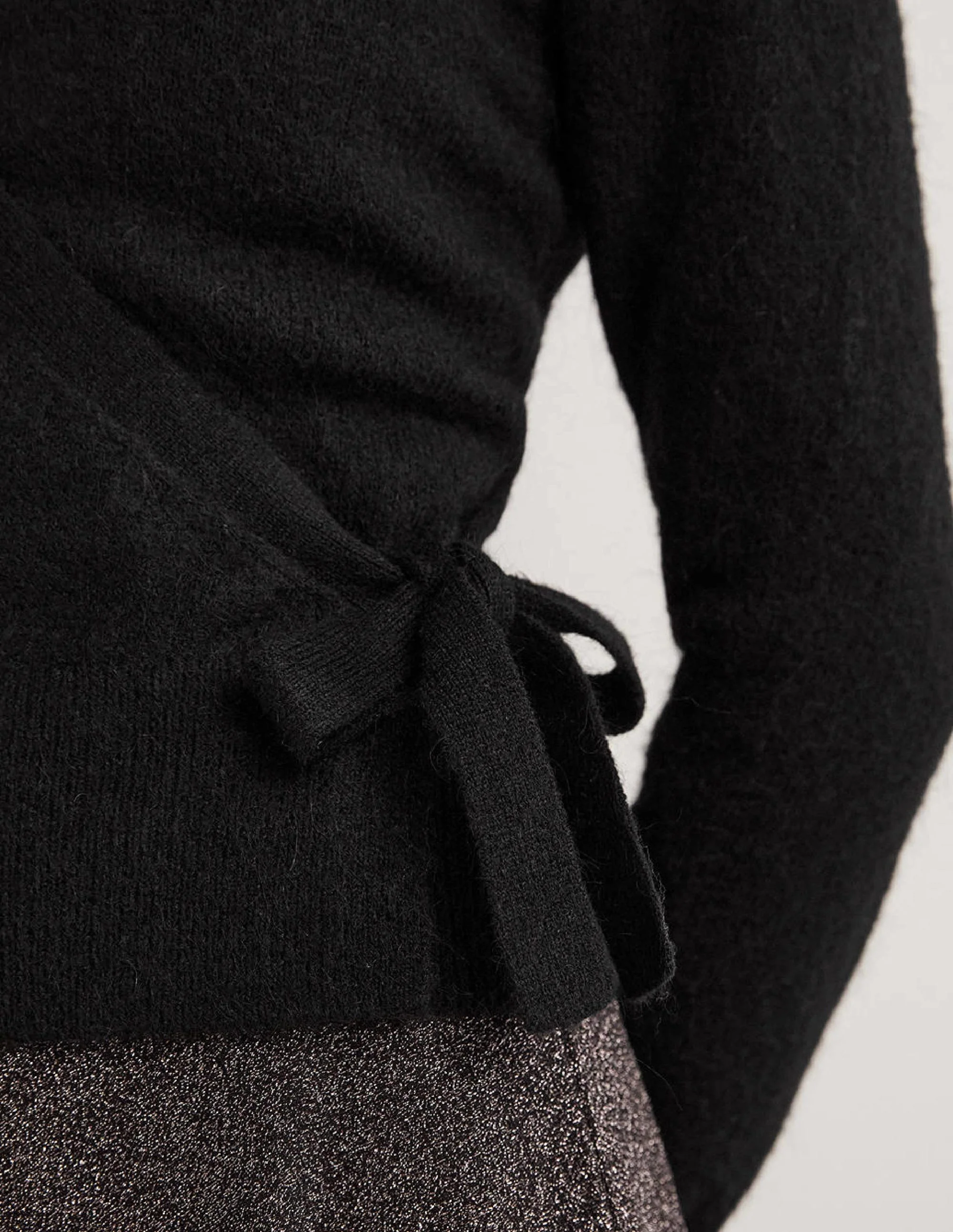Fluffy Wrap Cardigan-Black - Image 2