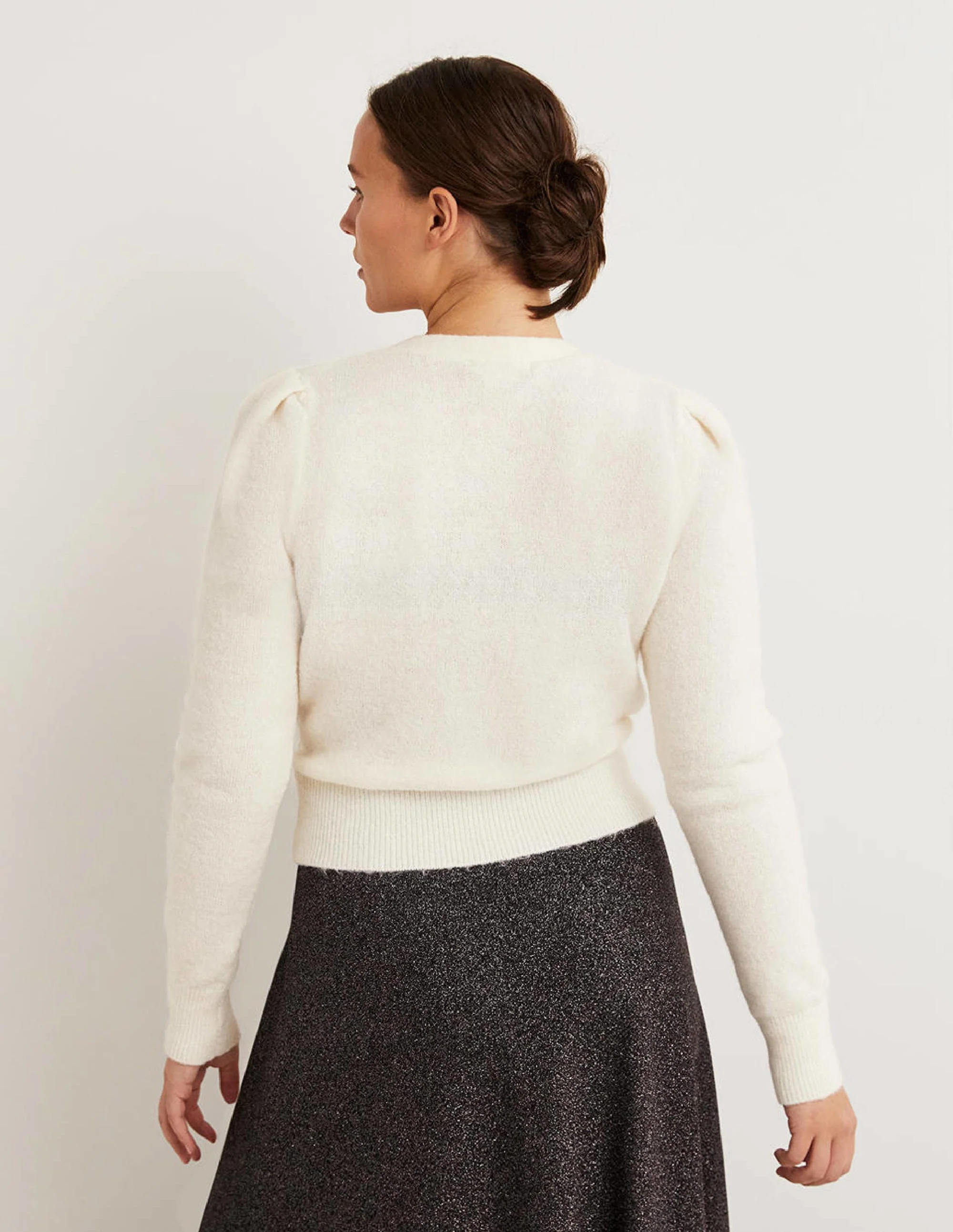 Fluffy Wrap Cardigan-Warm Ivory - Image 3