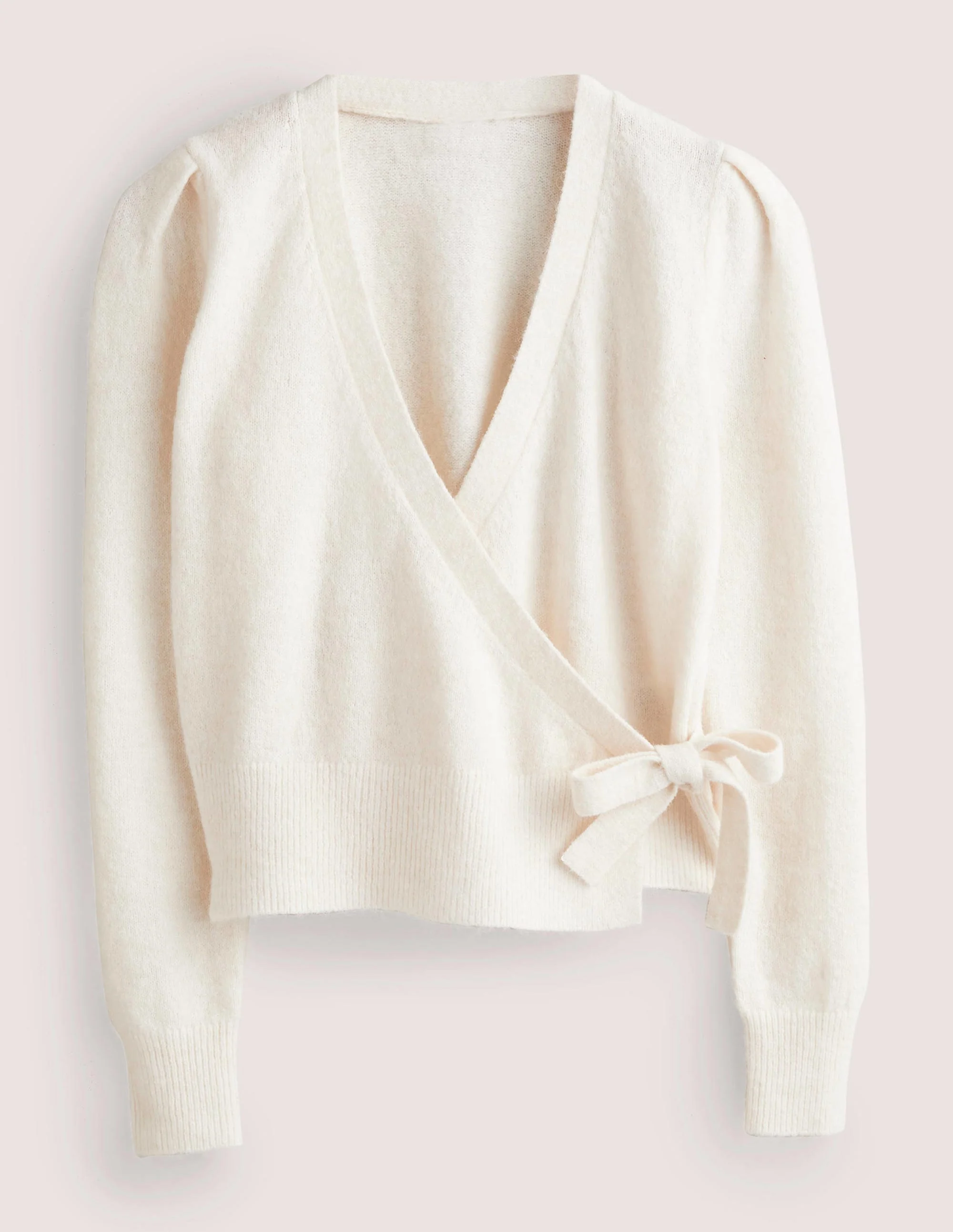 Fluffy Wrap Cardigan-Warm Ivory - Image 6