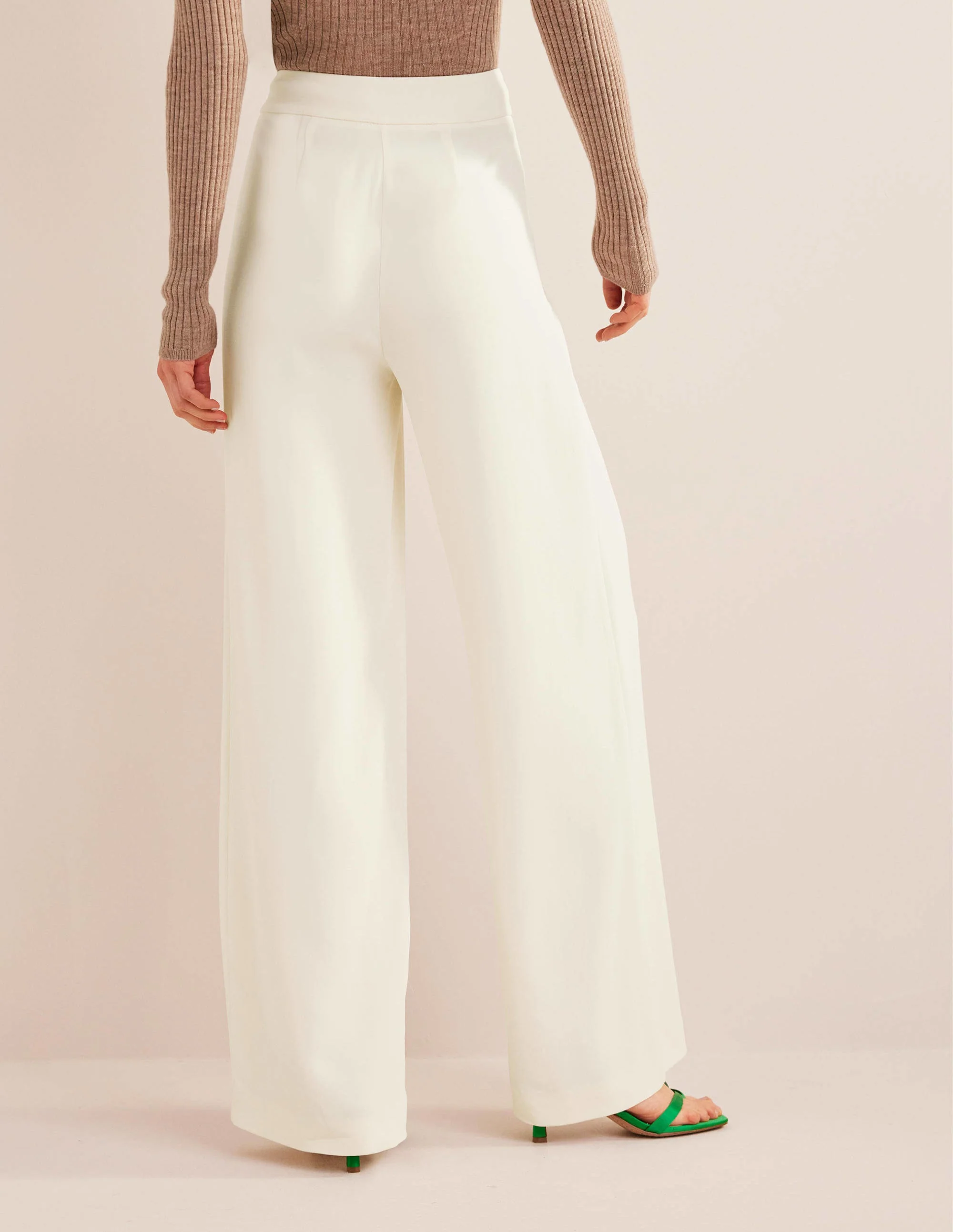 Fluid Wide Leg Pants-Ivory - Image 3