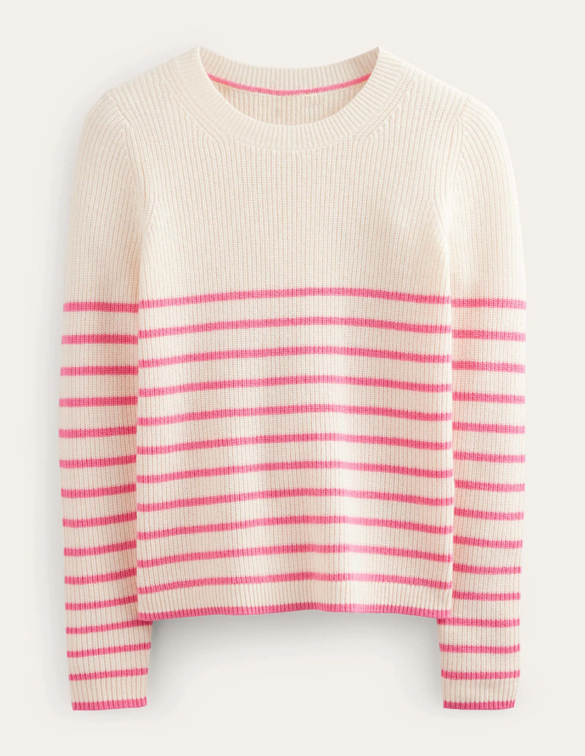 Francesca Stripe Jumper-Warm Ivory, Crayon Pink - Image 5