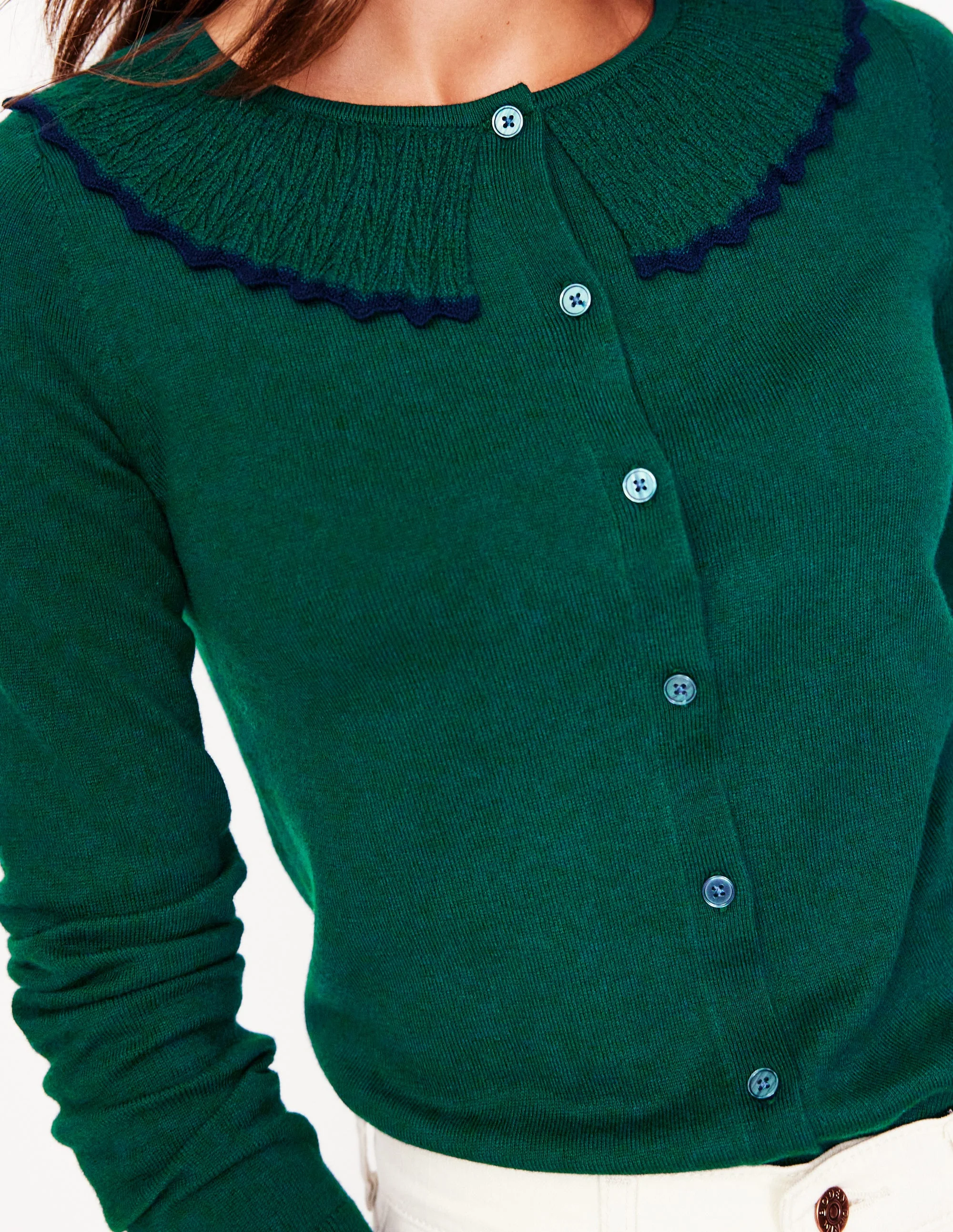Frill Collared Cardigan-Glade Green - Image 2
