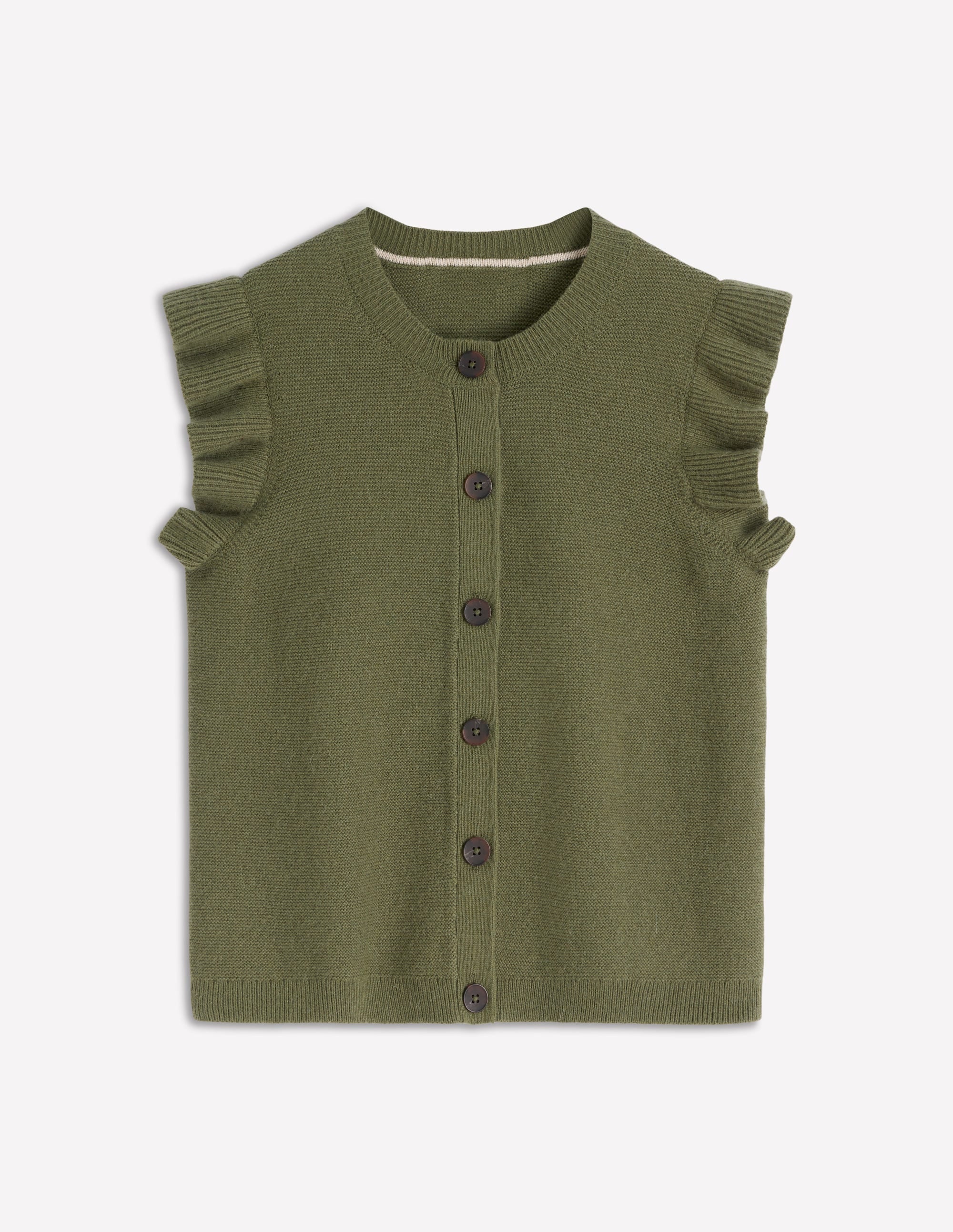 Frill Detail Waistcoat-Woodland Green Melange - Image 5