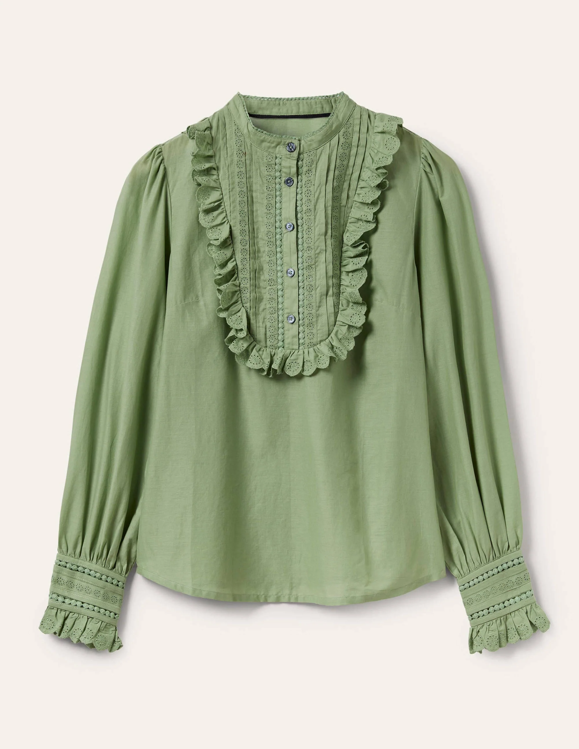 Frilly Popover Blouse-Basil - Image 6