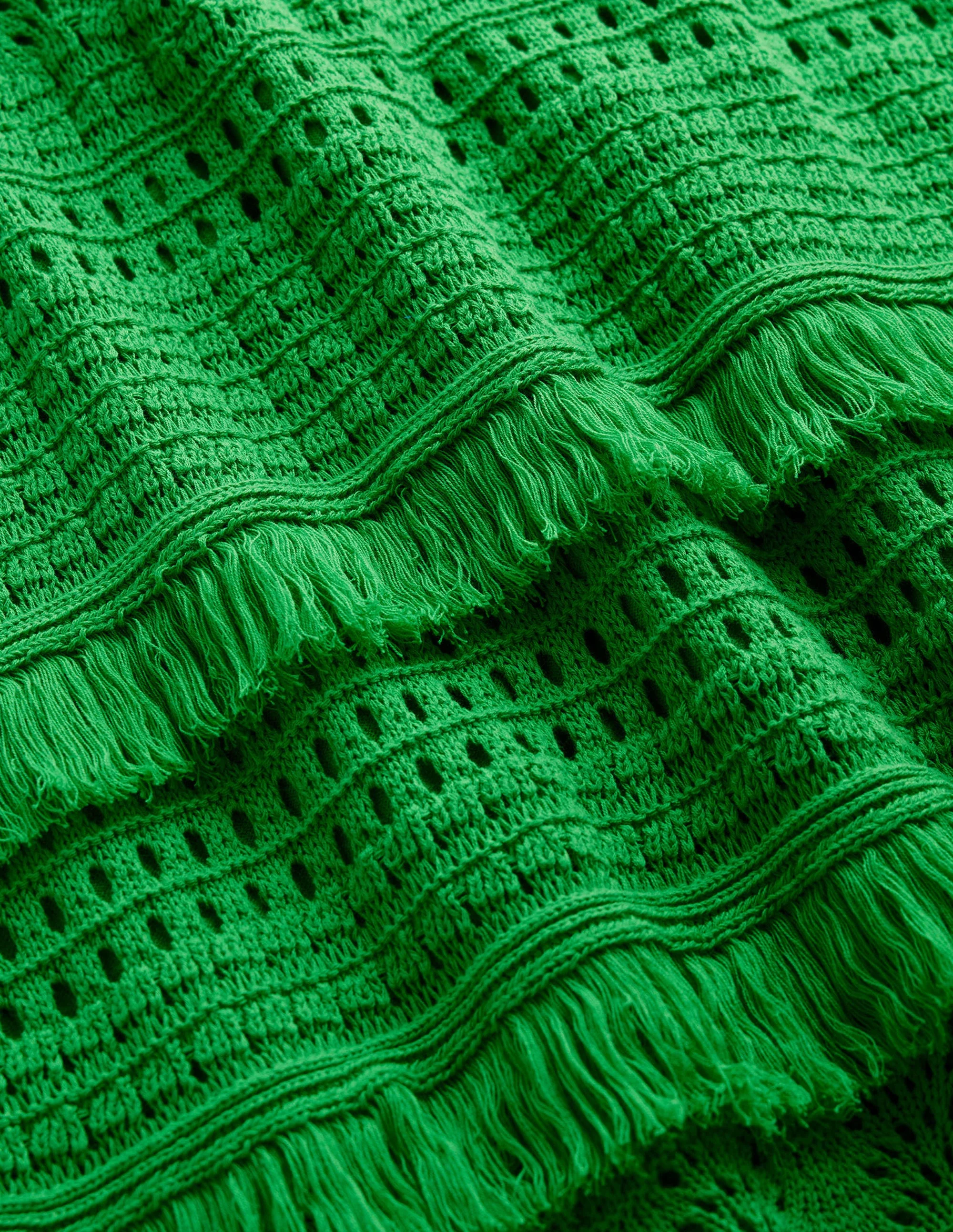 Fringe Crochet Knitted Skirt-Bright Green - Image 6
