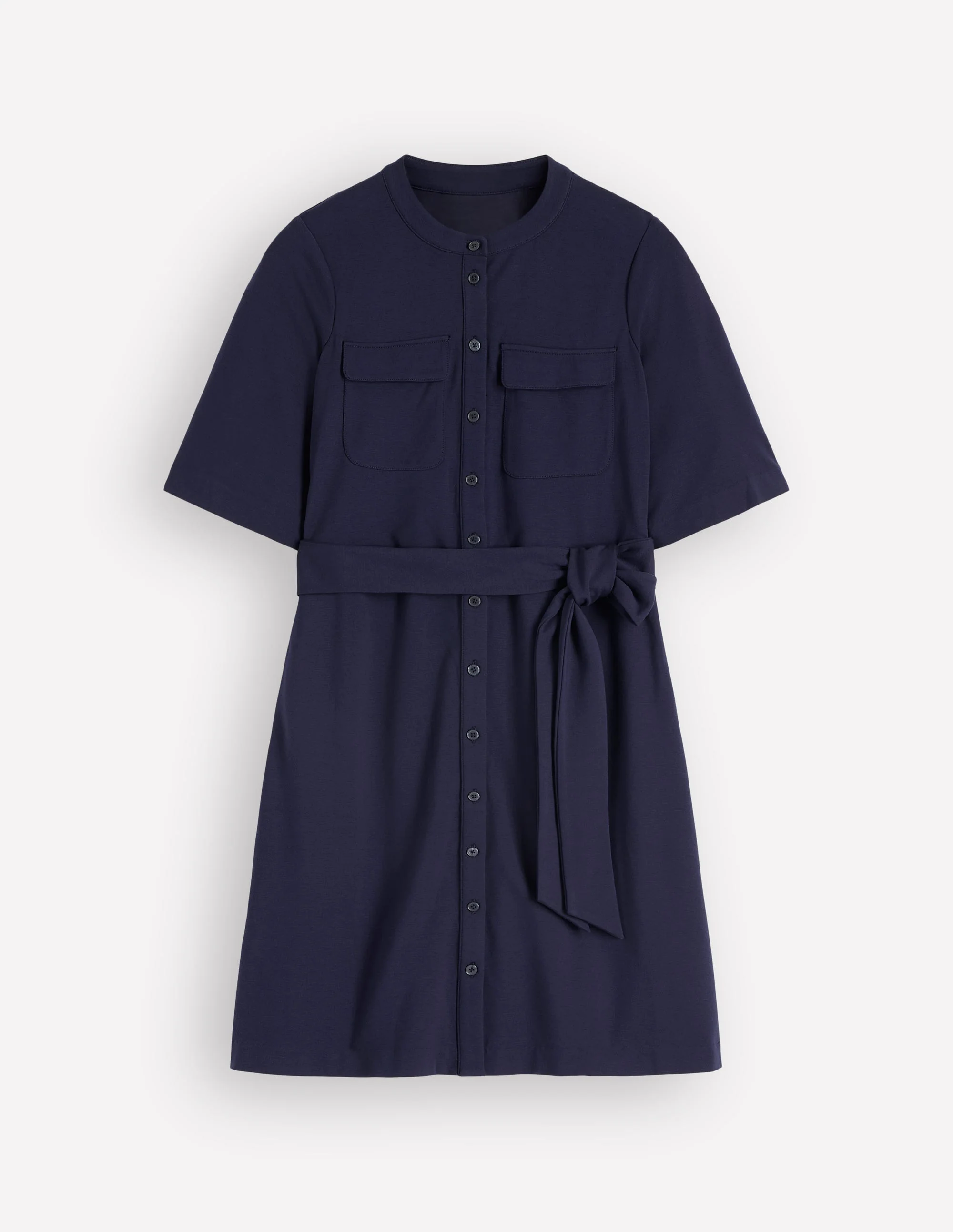 Front Pocket Ponte Dress-Navy - Image 5