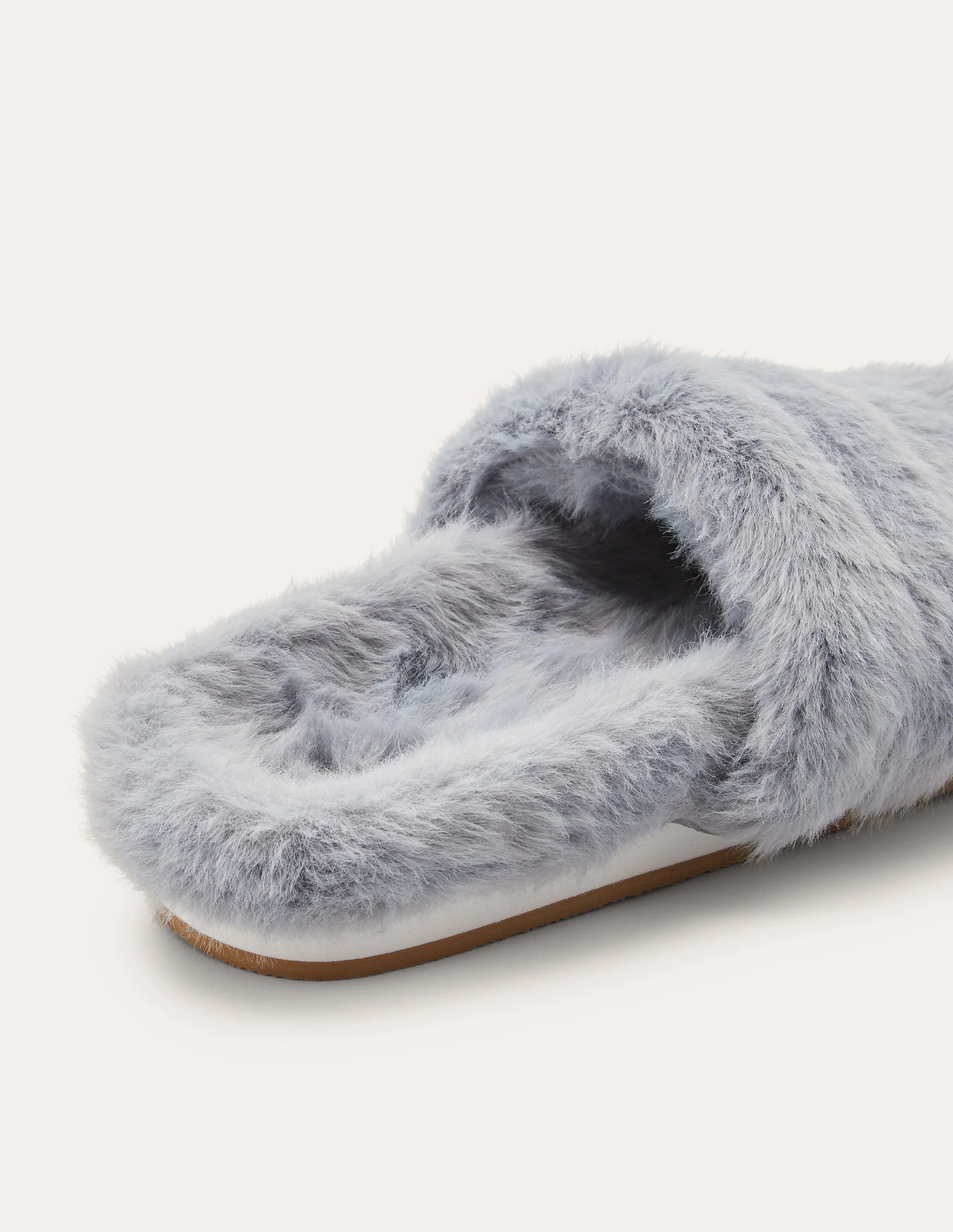 Fur Slider Slippers-Grey - Image 2