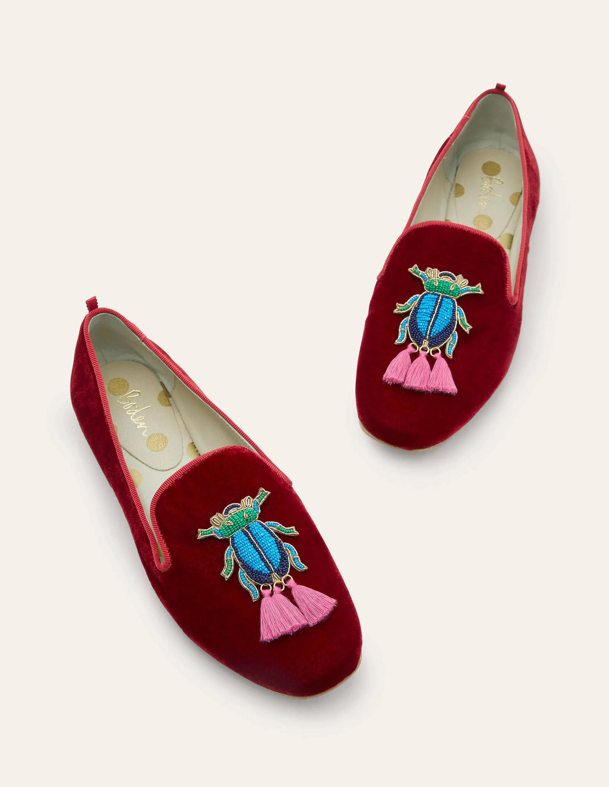 Gabriella Embellished Loafers-Wine Velvet/Beetle - Image 3