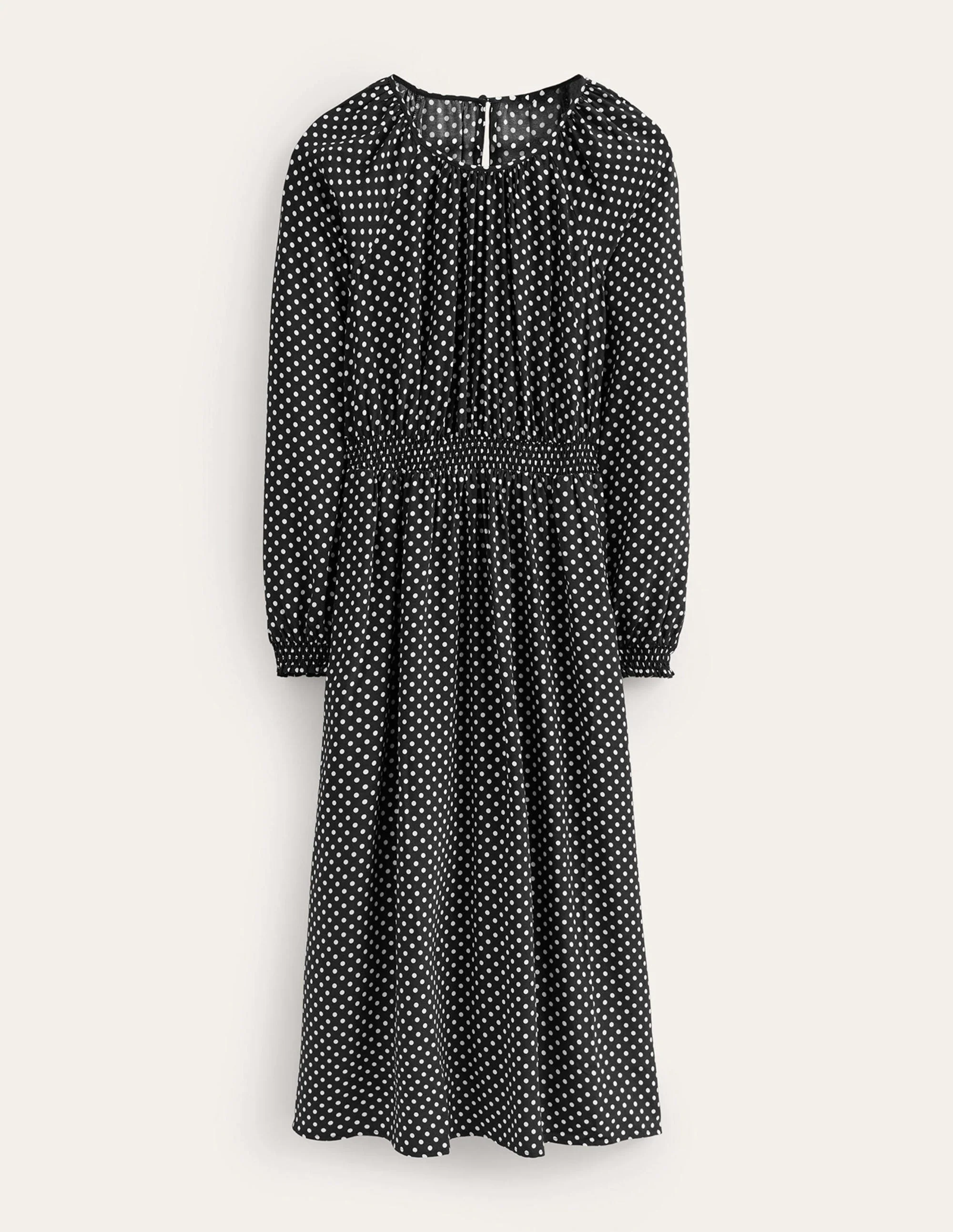 Gather Raglan Midi Dress-Black, Dotty - Image 5