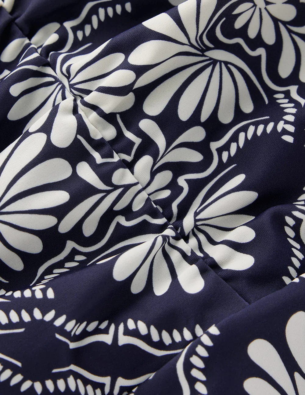 Gather String Swimsuit-French Navy, Botanical Charm - Image 7