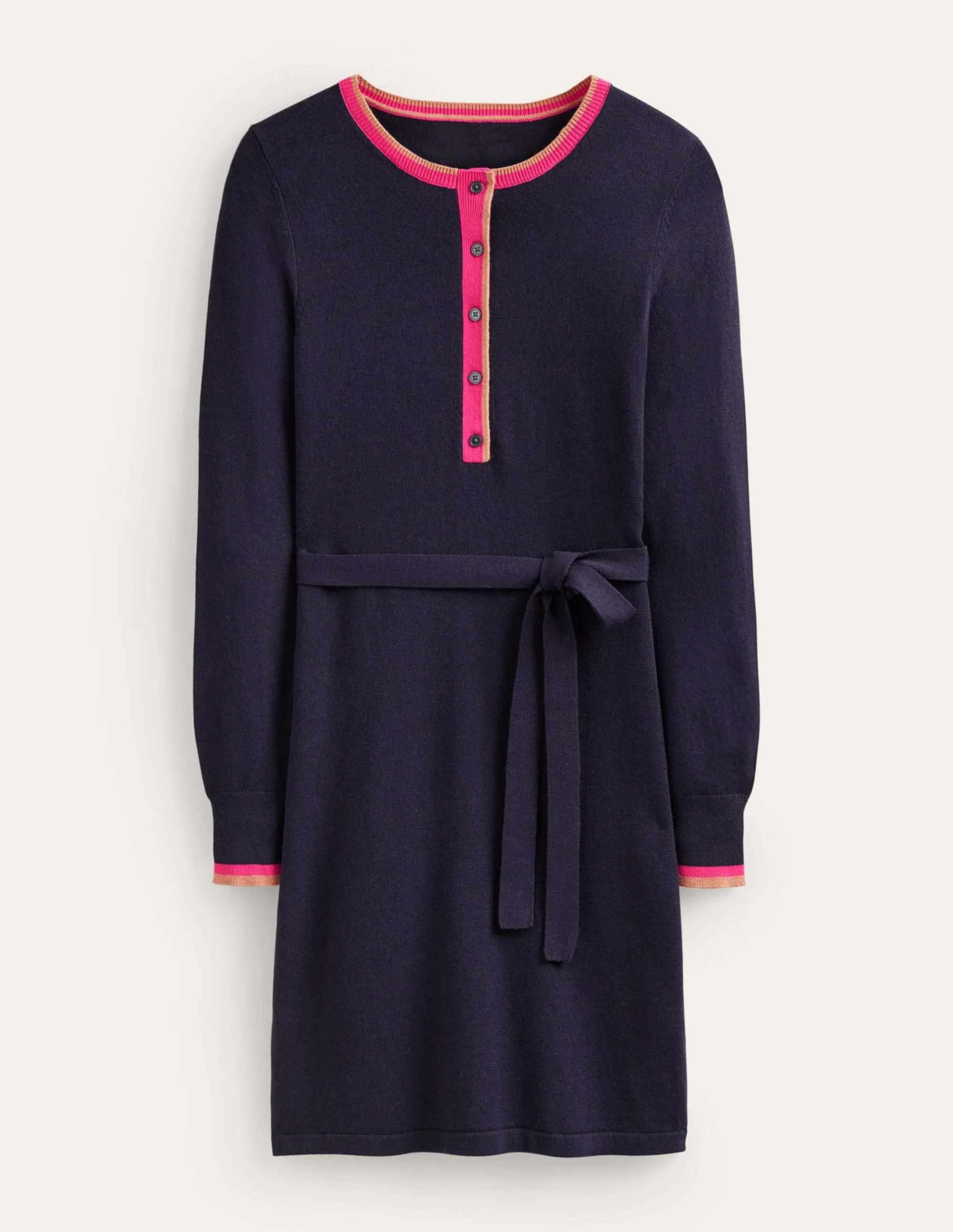 Gemma Henley Knitted Dress-Navy - Image 6