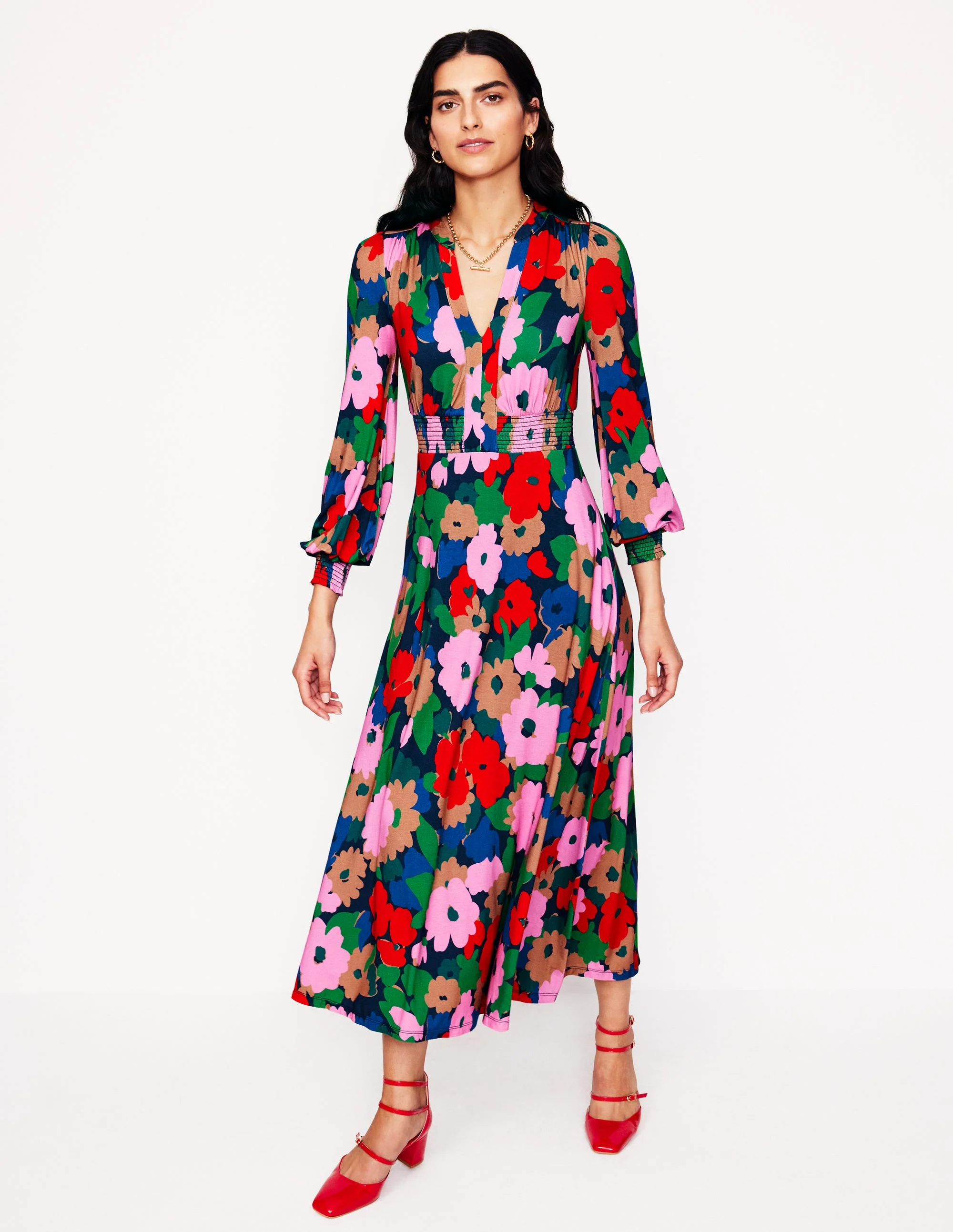 Georgia Jersey Midi Dress-Multi, Painterly Meadow - Image 5