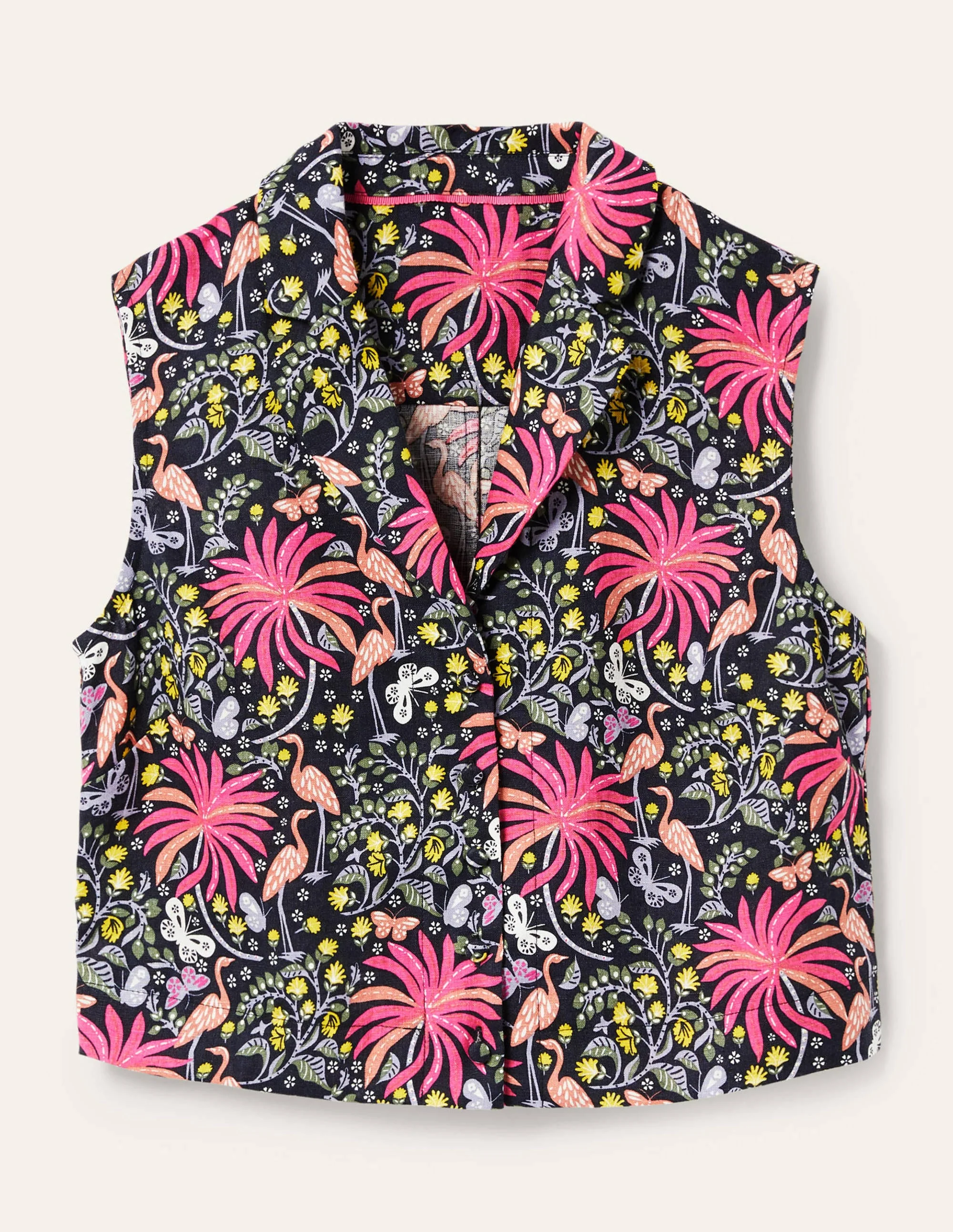 Georgina Linen Top-Navy, Tropical Charm - Image 6