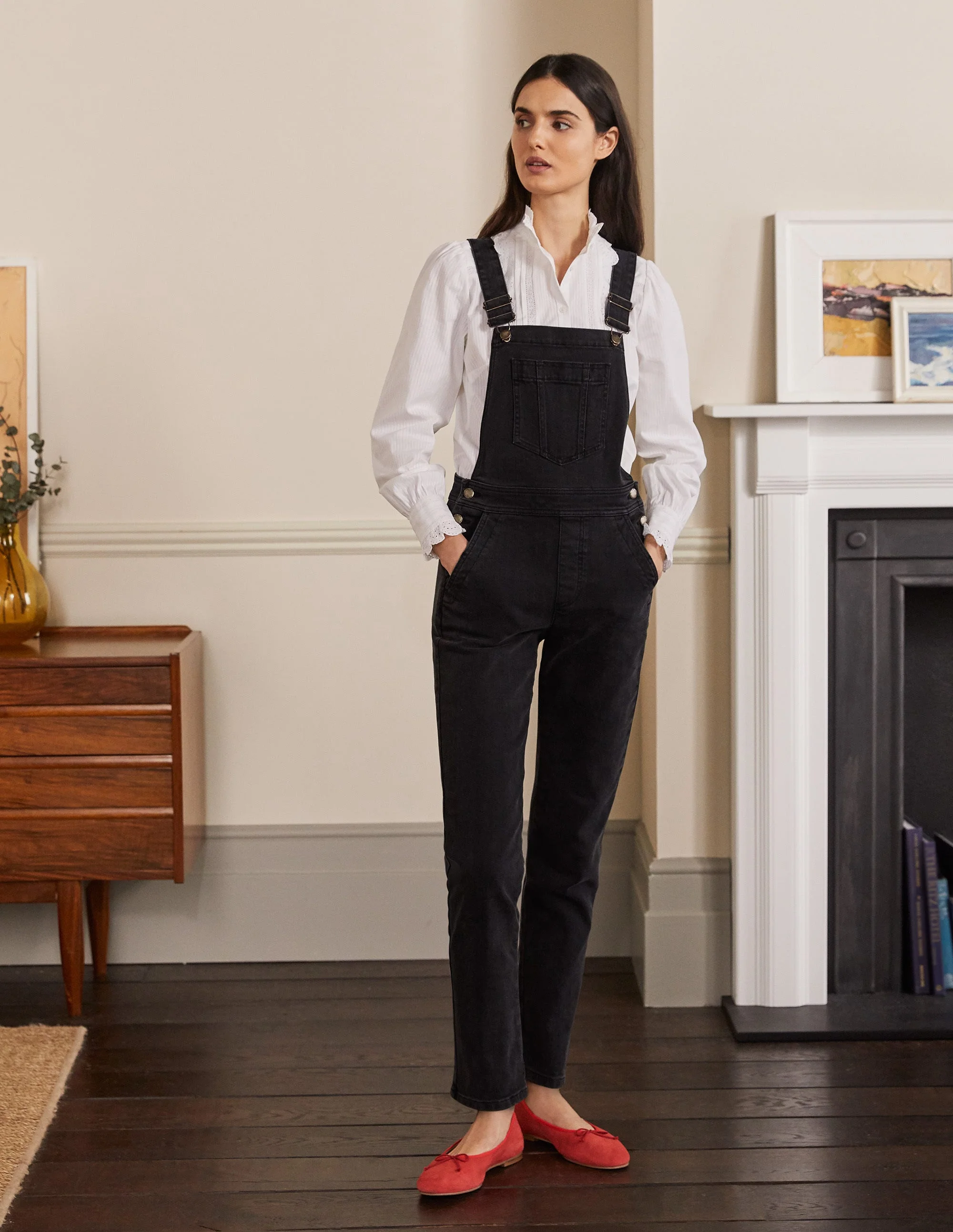 Girlfriend Overalls-Washed Black