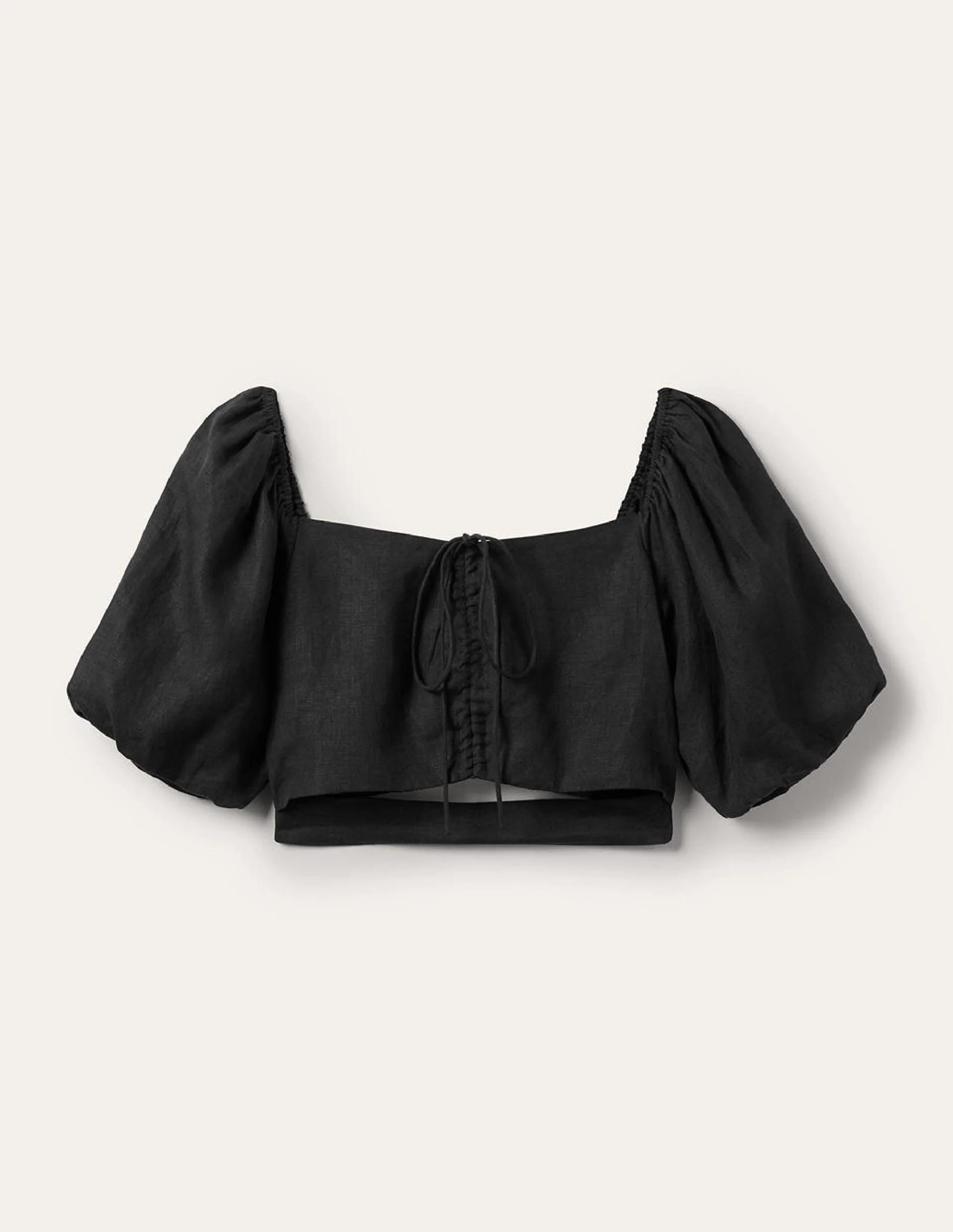 Halterneck Cut Out Crop Top-Black - Image 6