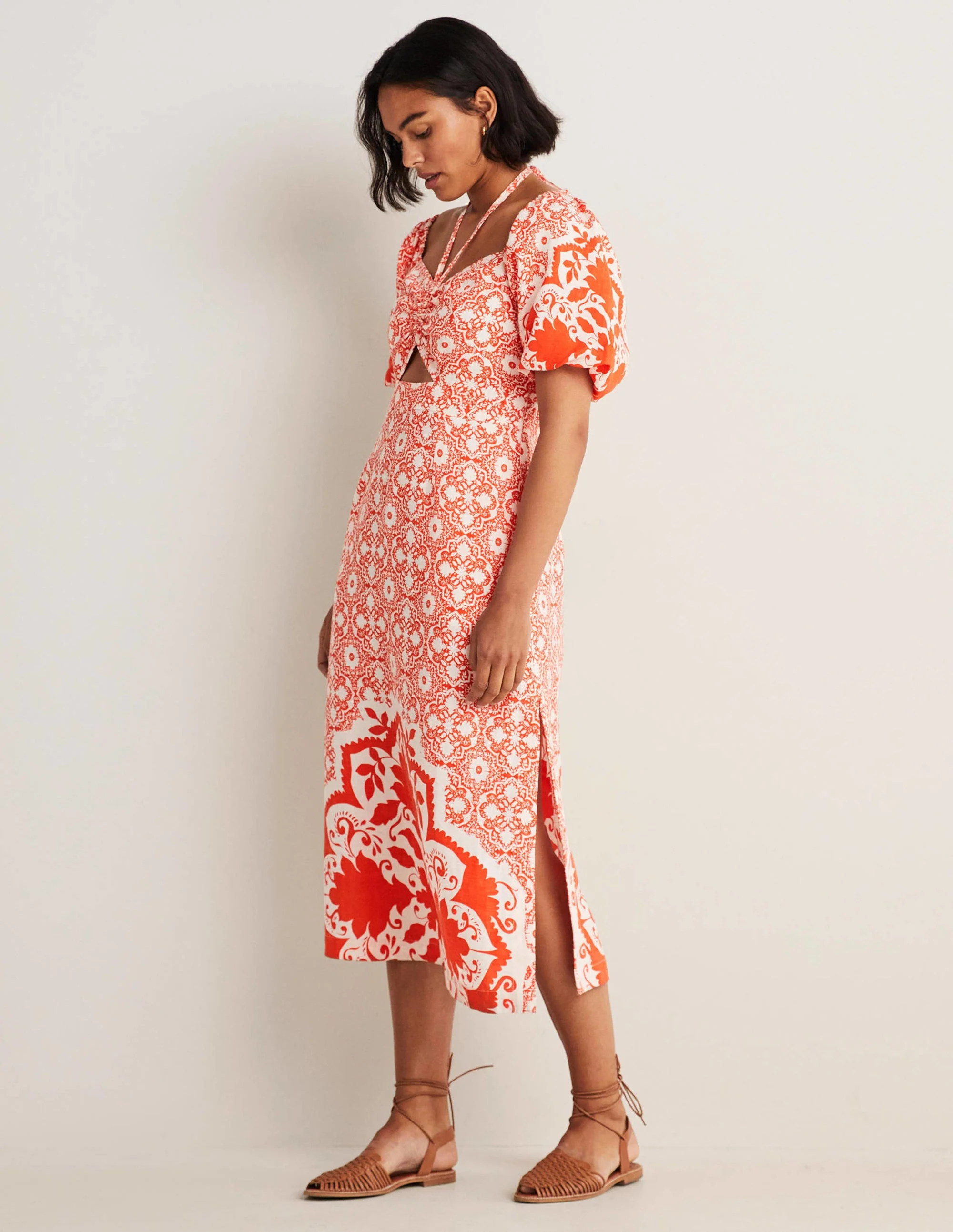 Halterneck Cutout Column Dress-Firecracker, Bloomsbury - Image 3